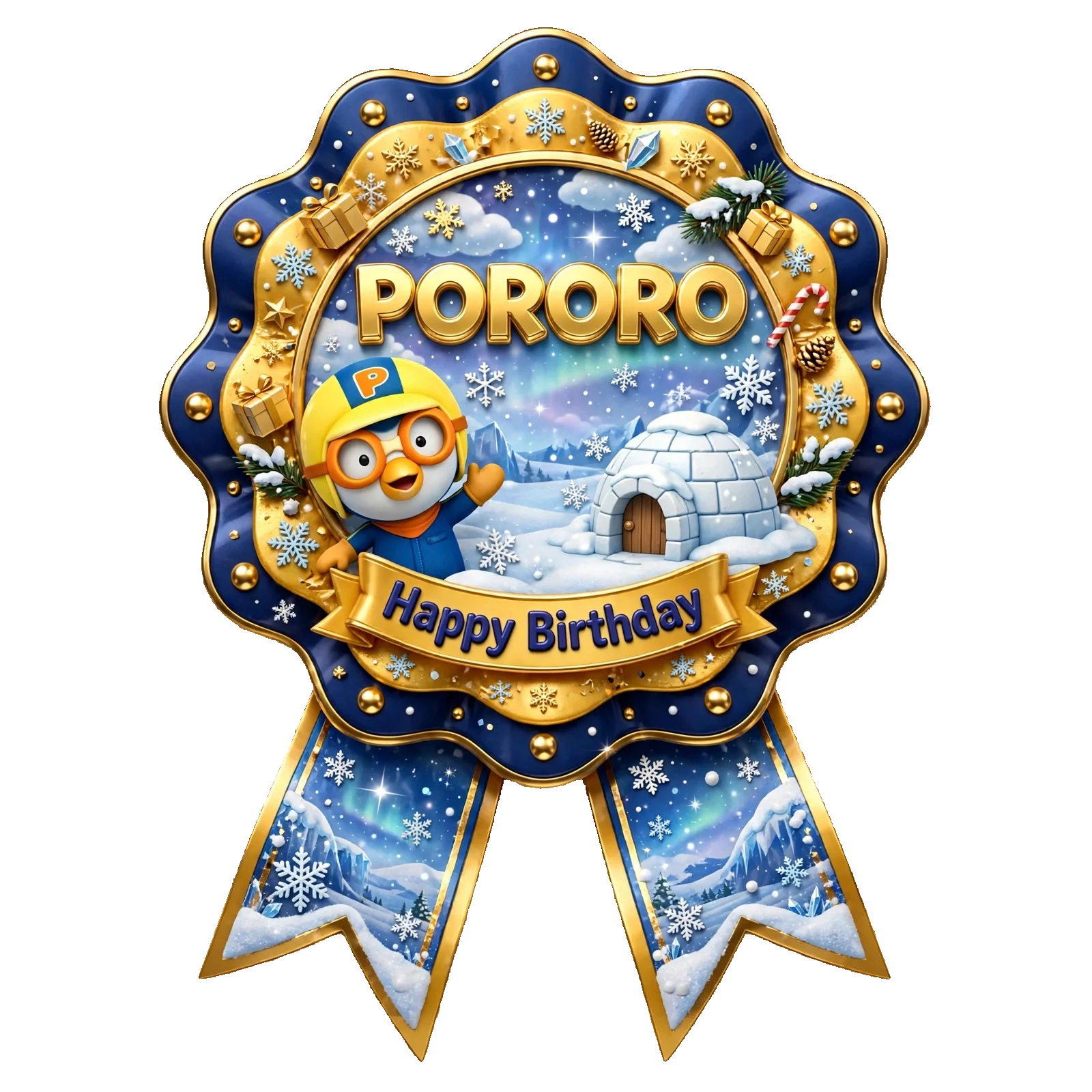 Pororo Theme Theme Badges Birthday Party Supplies (PACK OF 16) - 300 GSM Premium Cardstock with Pin (3.7 x 3 Inch) - Premium Party Decor Supply by Party Decor Mall - View 1