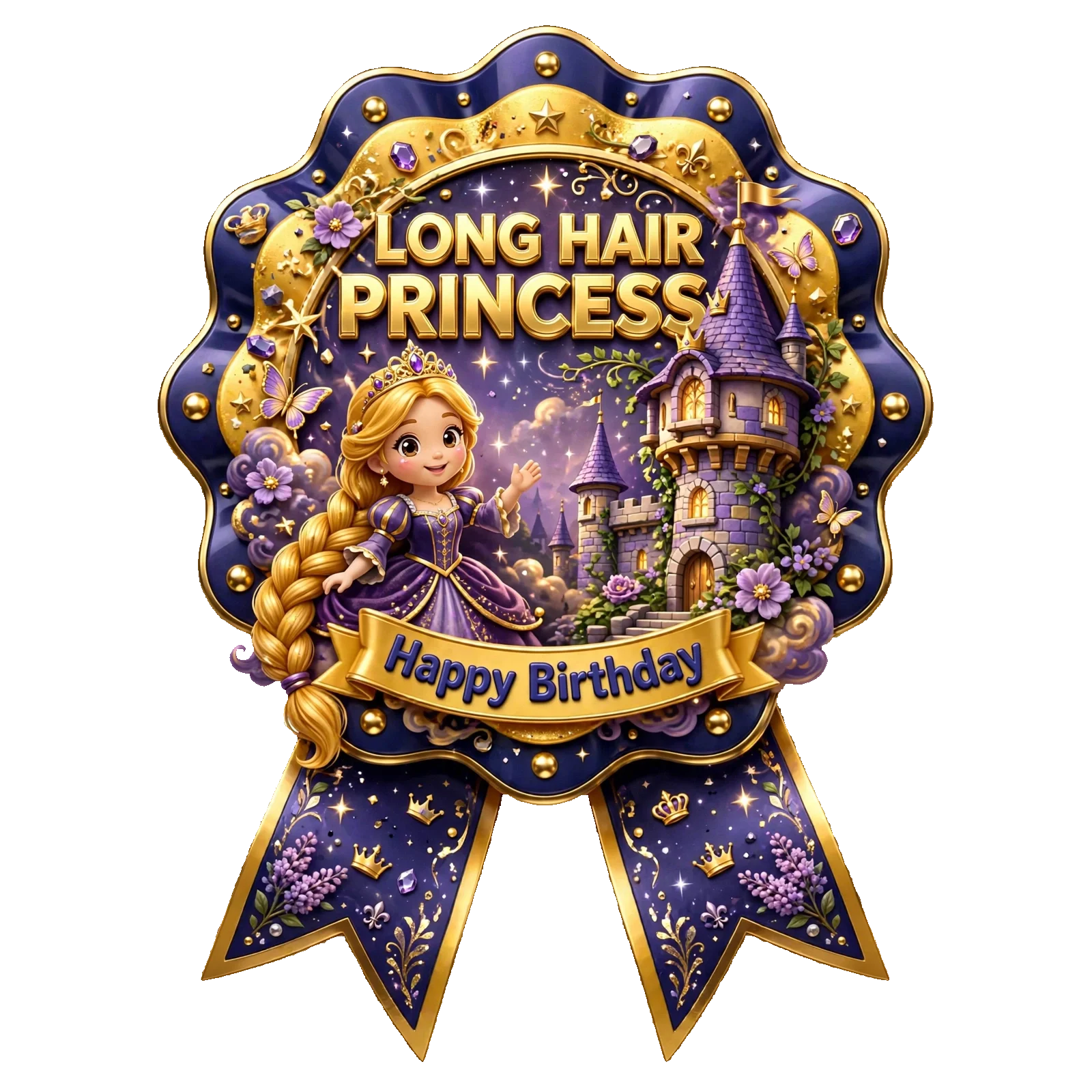 Rapunzel Theme Theme Badges Birthday Party Supplies (PACK OF 16) - 300 GSM Premium Cardstock with Pin (3.7 x 3 Inch) - Premium Party Decor Supply by Party Decor Mall - View 1