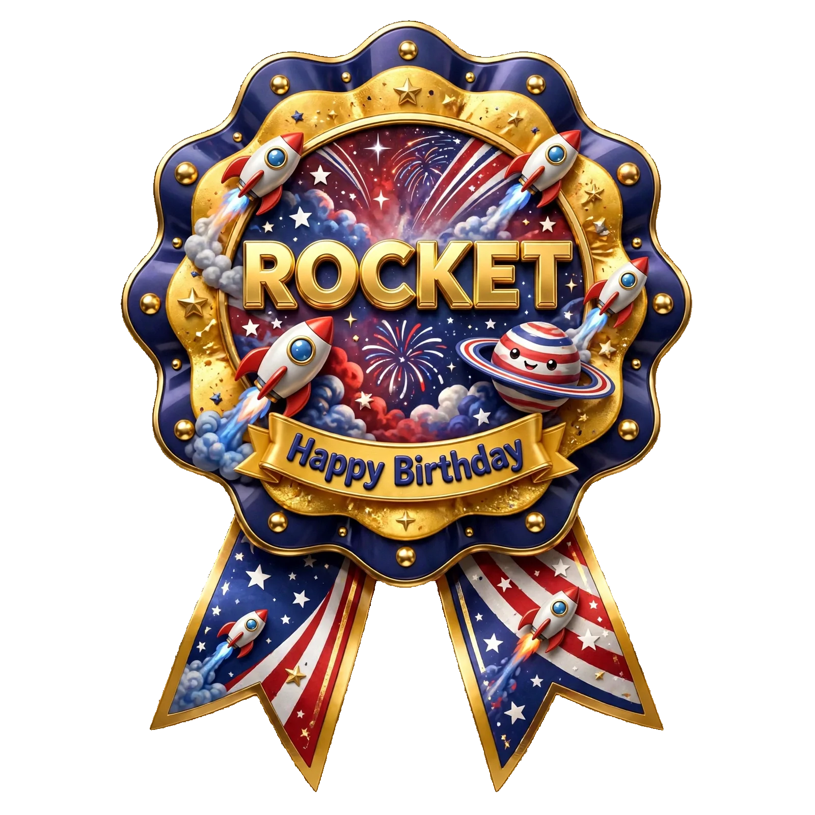 Rocket Theme Theme Badges Birthday Party Supplies (PACK OF 16) - 300 GSM Premium Cardstock with Pin (3.7 x 3 Inch) - Premium Party Decor Supply by Party Decor Mall - View 1