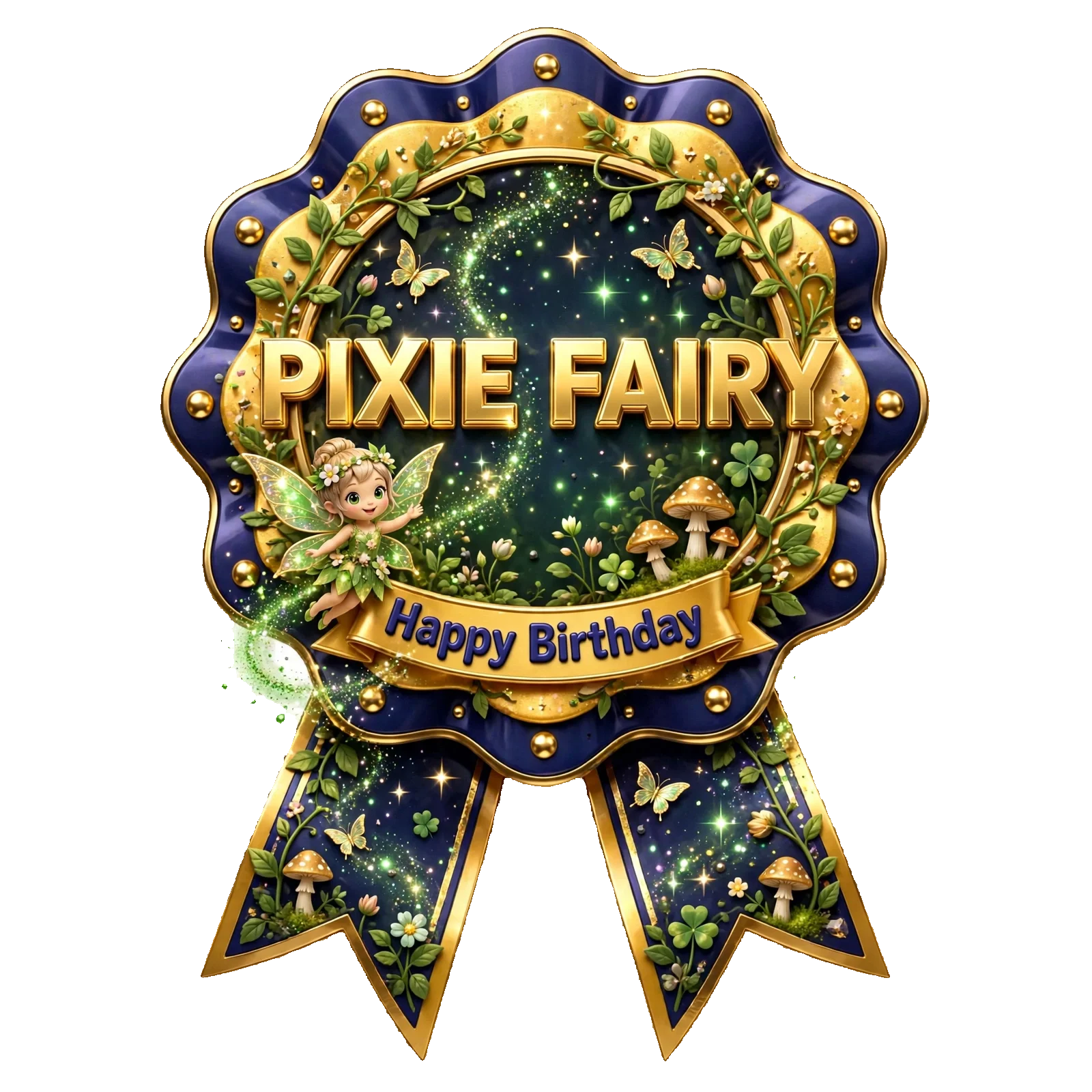 Tinker Bell Theme Theme Badges Birthday Party Supplies (PACK OF 16) - 300 GSM Premium Cardstock with Pin (3.7 x 3 Inch) - Premium Party Decor Supply by Party Decor Mall - View 1