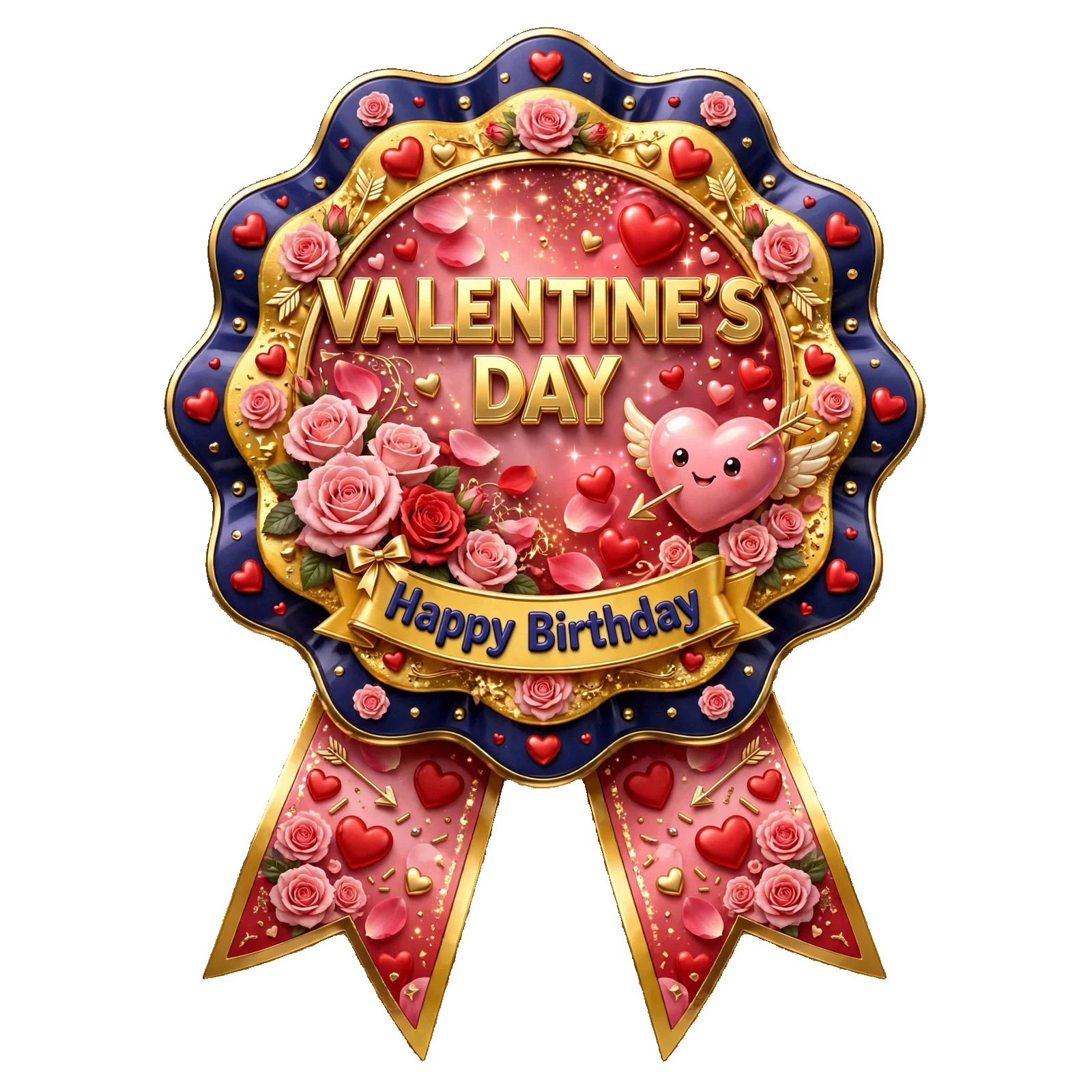 Valentine's Day Theme Theme Badges Birthday Party Supplies (PACK OF 16) - 300 GSM Premium Cardstock with Pin (3.7 x 3 Inch) - Premium Party Decor Supply by Party Decor Mall - View 1