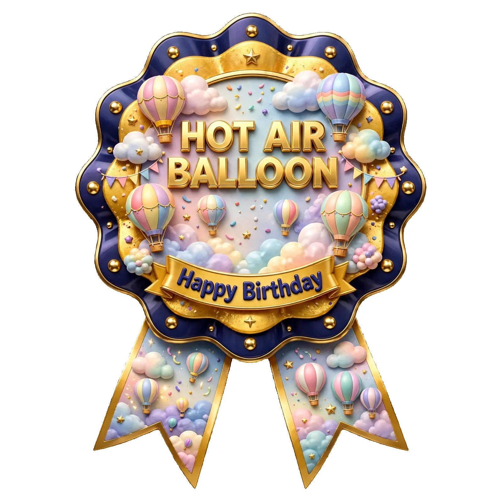 Hot Air Balloon Theme Theme Badges Birthday Party Supplies (PACK OF 16) - 300 GSM Premium Cardstock with Pin (3.7 x 3 Inch)