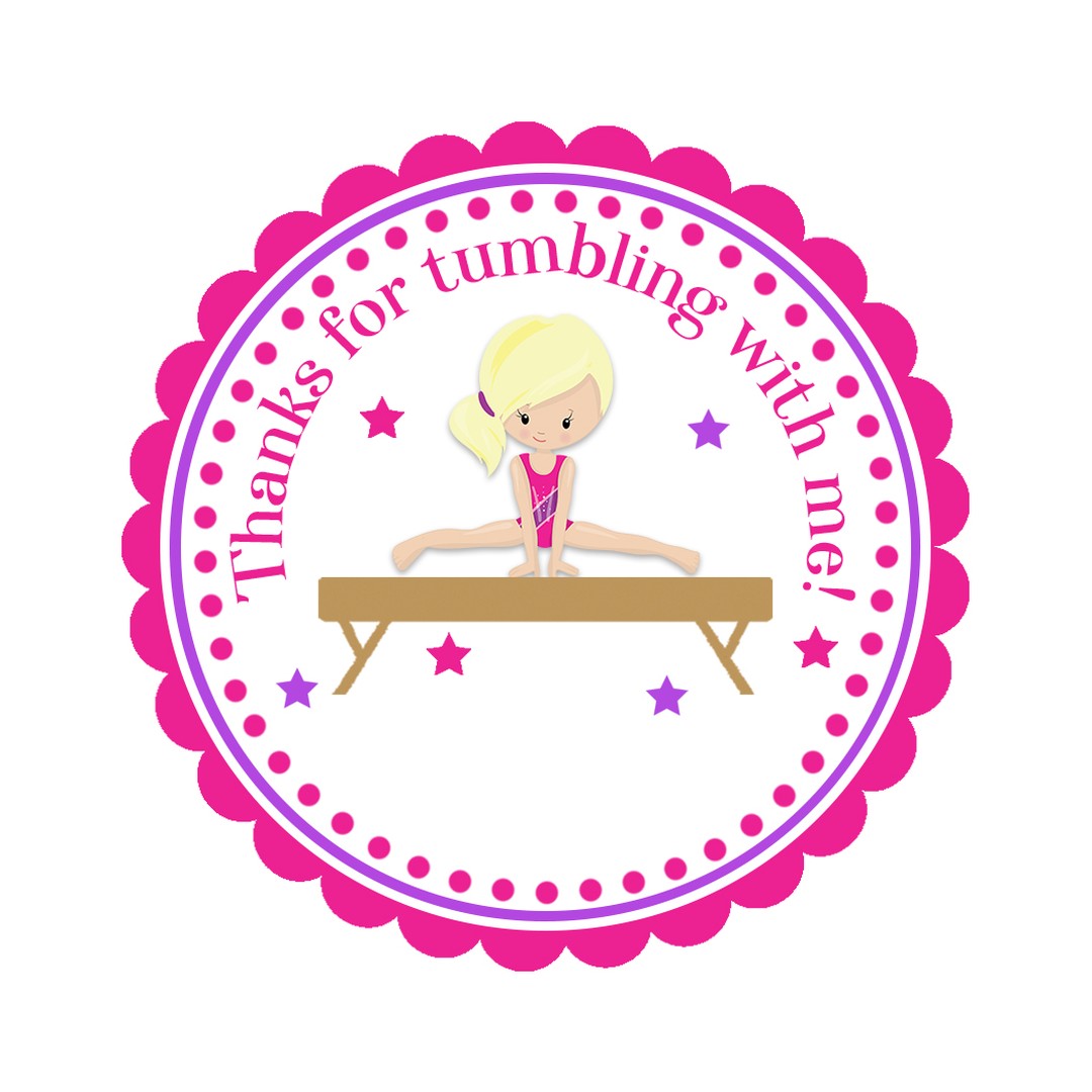 Gymnastic theme thank you sticker for return gifts