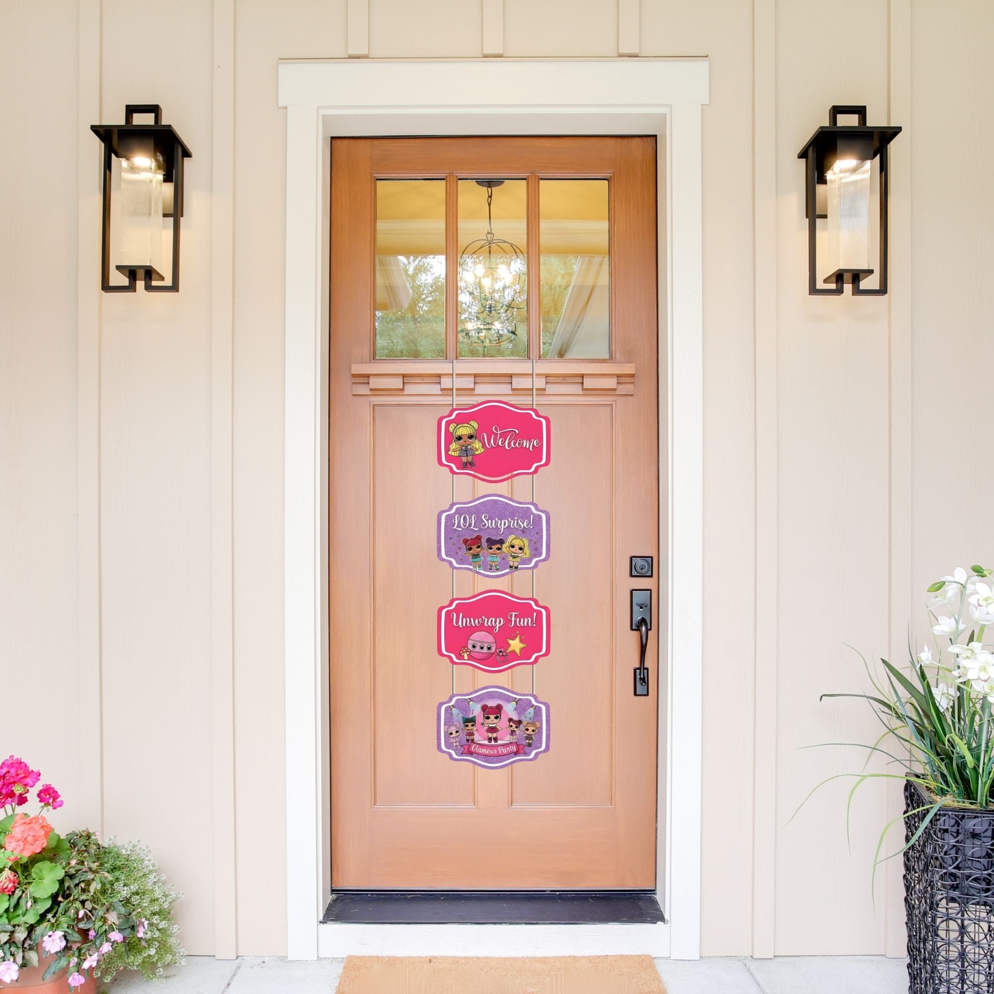 Lol Doll Door/Wall Hanging Dangler- (42 Inches/250 GSM Cardstock/Pink & Purple/6Pcs)