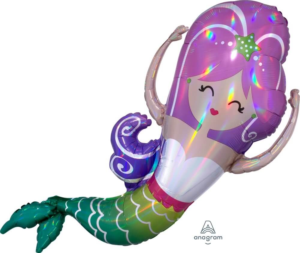 Iridescent Mermaid Shaped Balloons 41"