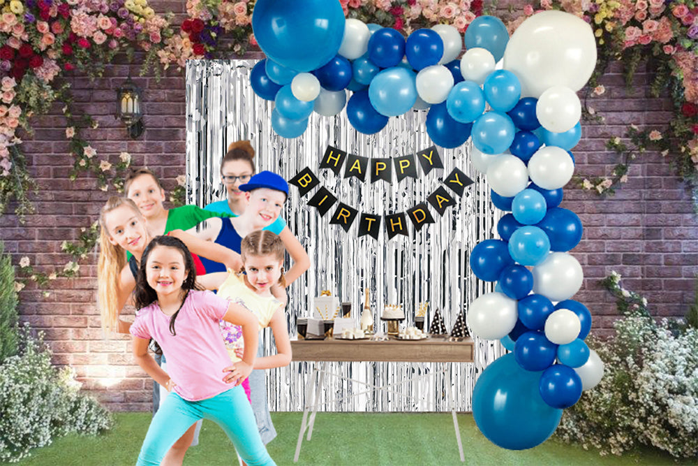 80 Pcs DIY Happy Birthday Kit - Blue, White Balloons and Happy birthday Banner - Premium Party Supplies, Balloons by Party Decor Mall