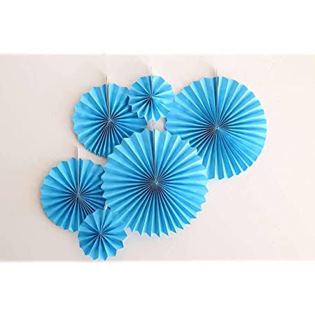 Blue Paper Fan Decoration for Birthday Decoration, Birthday Party, Wall Decoration, Hanging Decoration - Premium Birthday Decoration by Party Decor Mall