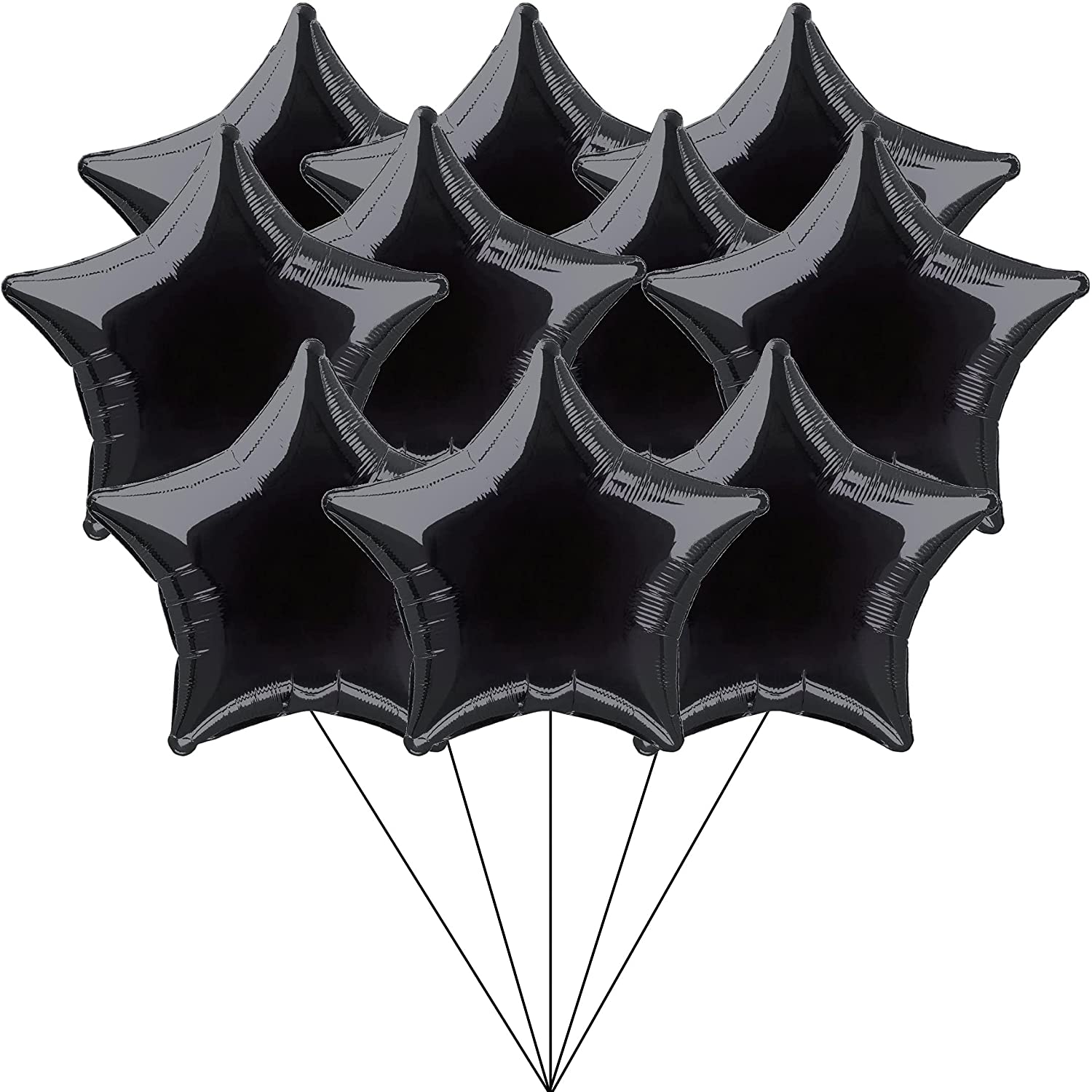 Star Black 10″ inch Foil Balloon for Birthday Party, Anniversary Pack of 10 - Premium Handcrafted 300 GSM Foil Balloon by Party Decor Mall India - View 1