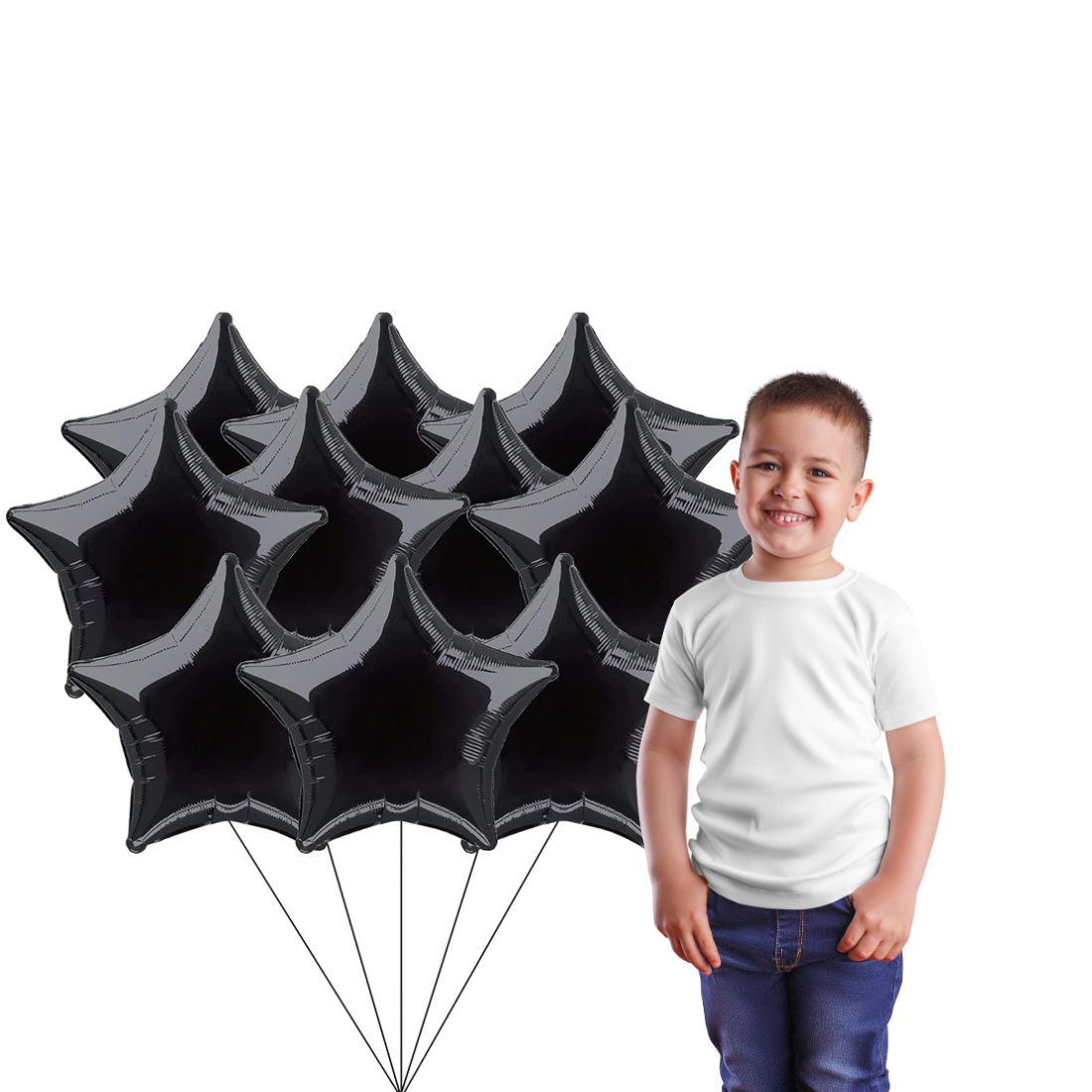 Star Black 10″ inch Foil Balloon for Birthday Party, Anniversary Pack of 10 - Premium Handcrafted 300 GSM Foil Balloon by Party Decor Mall India - View 6