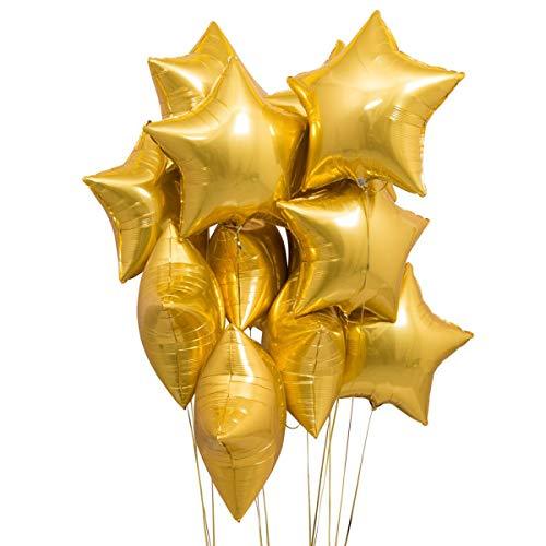 Star Gold 10" inch Foil Balloon for Happy Birthday Party Decoration, Anniversary Party Pack of 10 - Premium Foil Balloon by Party Decor Mall
