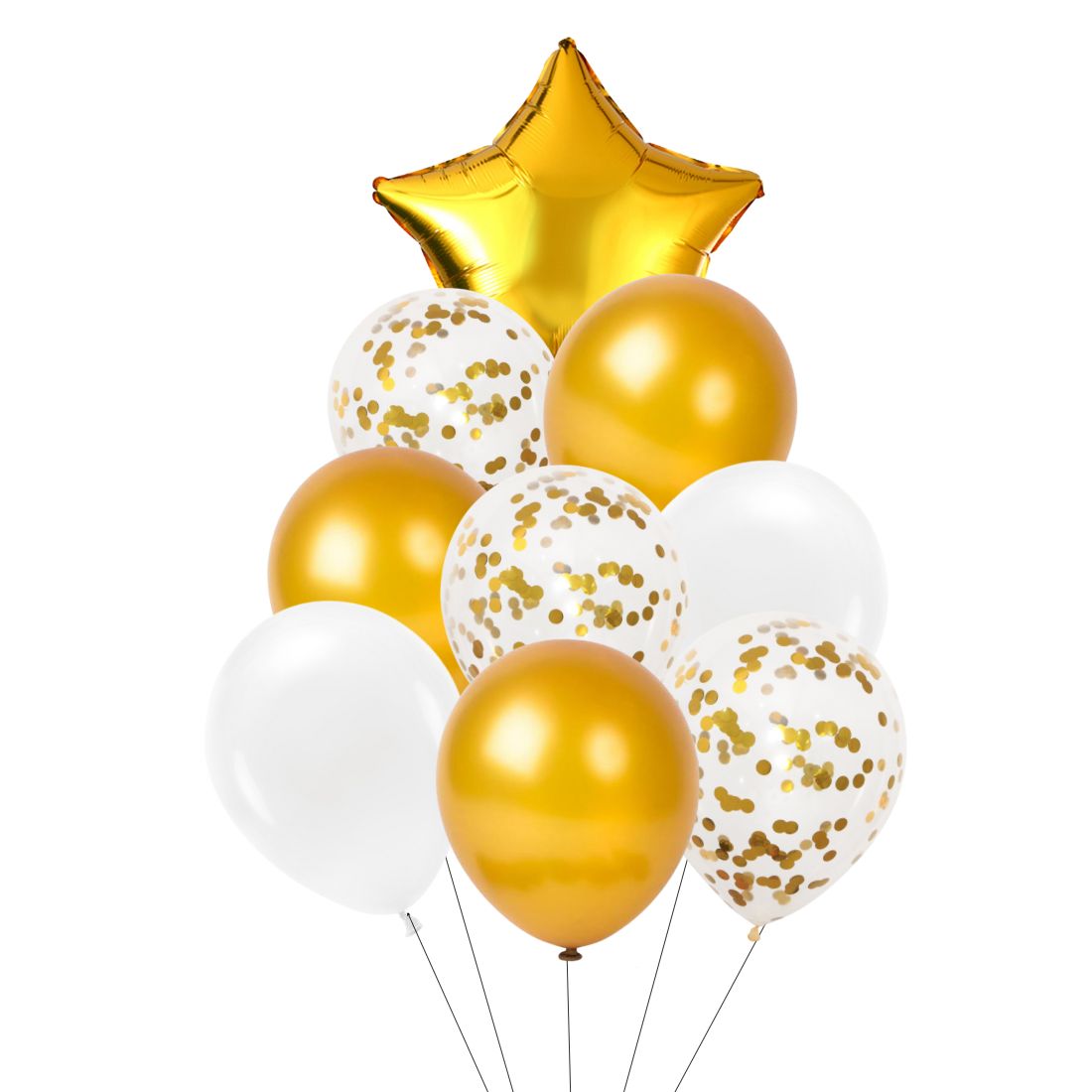 9 Pcs Set Star, Confetti & Latex Balloon