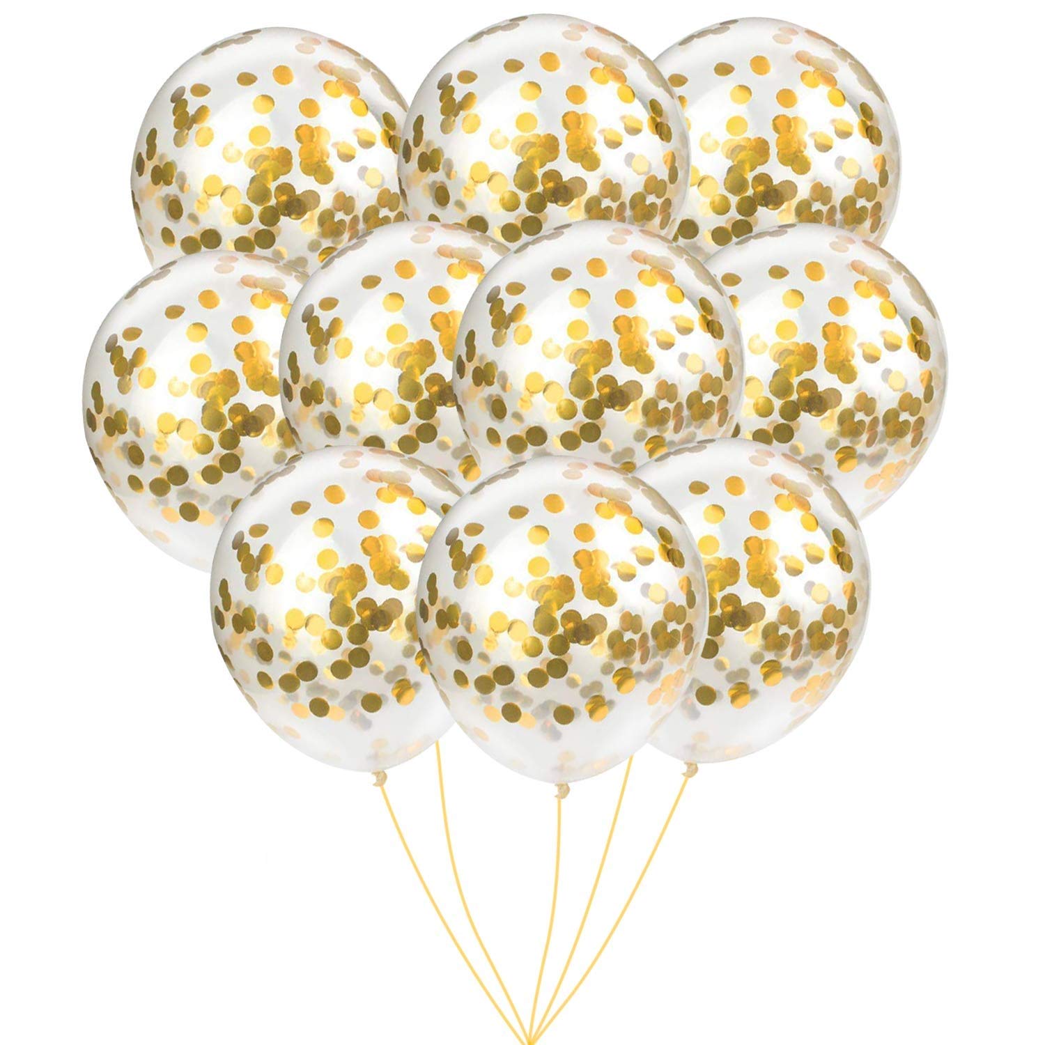 Gold Confetti Balloons - 12″ Balloons - Premium Confetti Balloons, Balloons by Party Decor Mall