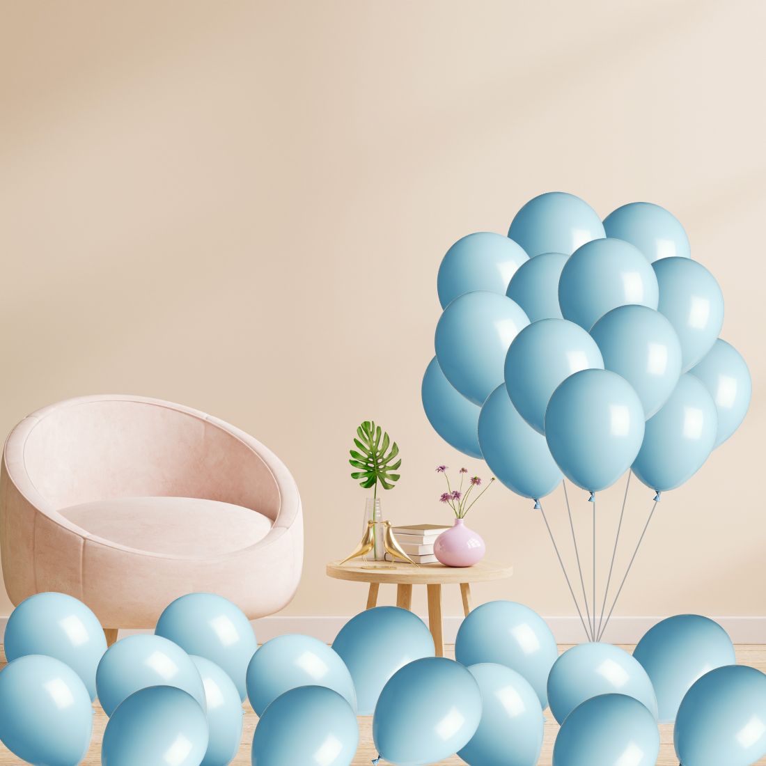 Pastel Blue Latex Balloon (50 Pcs Set) For Engagement, Wedding and Valentines Day Or Birthday Party Celebration Decoration - Premium Handcrafted 300 GSM Balloons & Decor by Party Decor Mall India - View 5