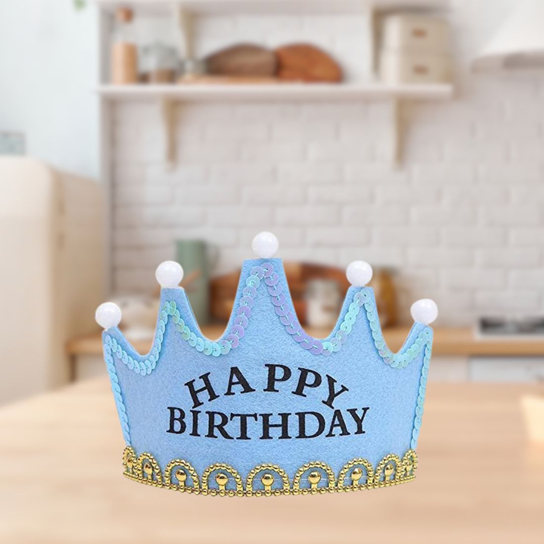 Happy Birthday Beautiful Crown with Colorful Led Lights for Kids Children Boys & Girls (Blue)