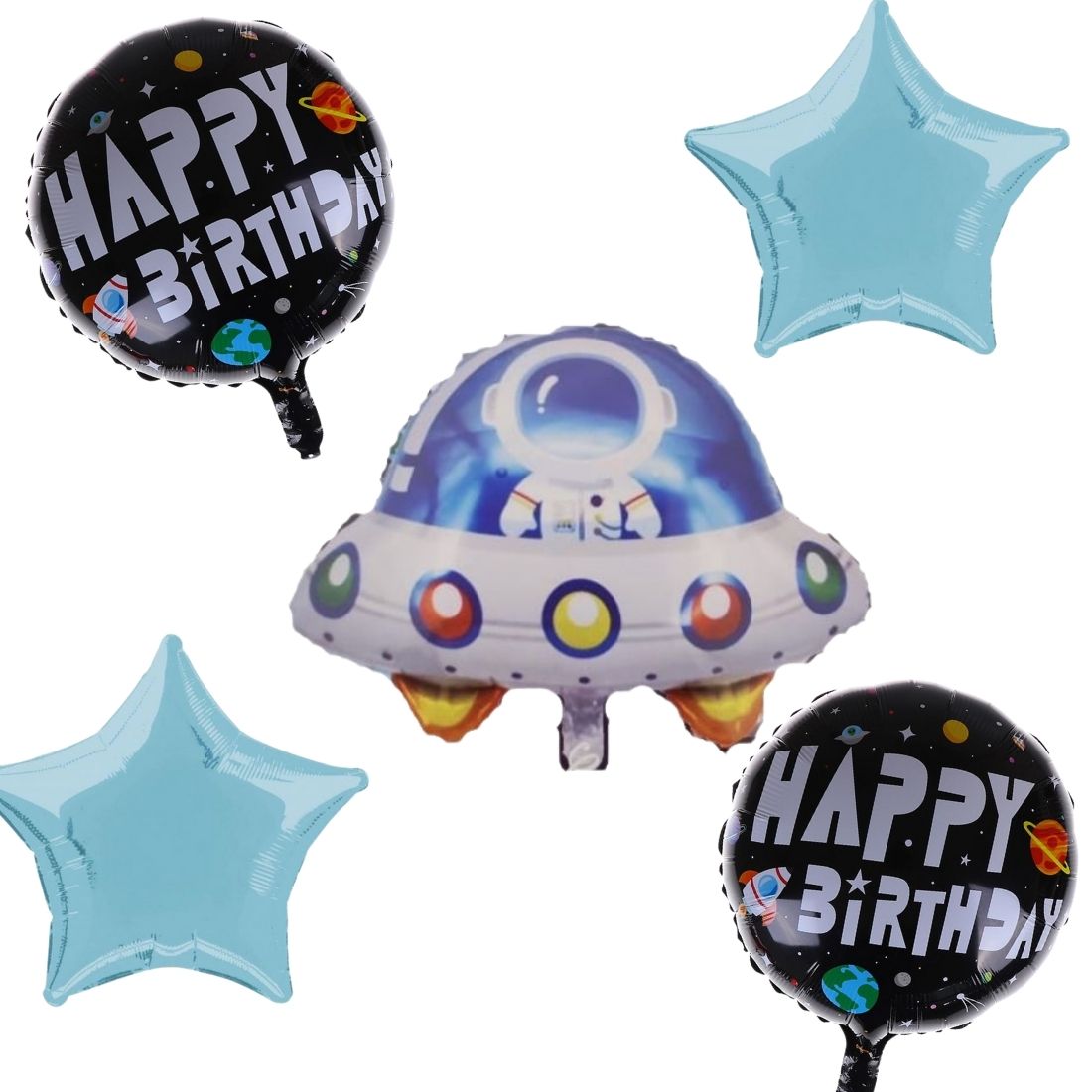 Spaceship Theme Birthday Balloons Kids Decoration, Set of 5 Spaceship Theme Happy Bday Party Decor for Girls & Boys Spaceship (set of 5 )
