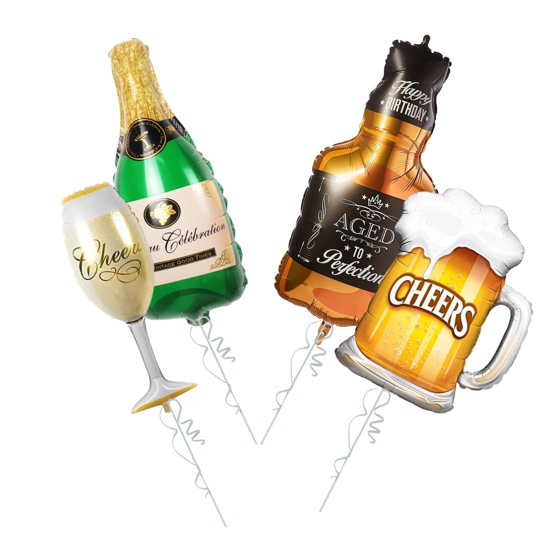 32" Bottle Shape Balloons For Decoration / Cheers Foil Balloon-For Husband, wife Birthday Decorations - Premium Handcrafted 300 GSM Birthday Decoration, Balloons by Party Decor Mall India - View 1