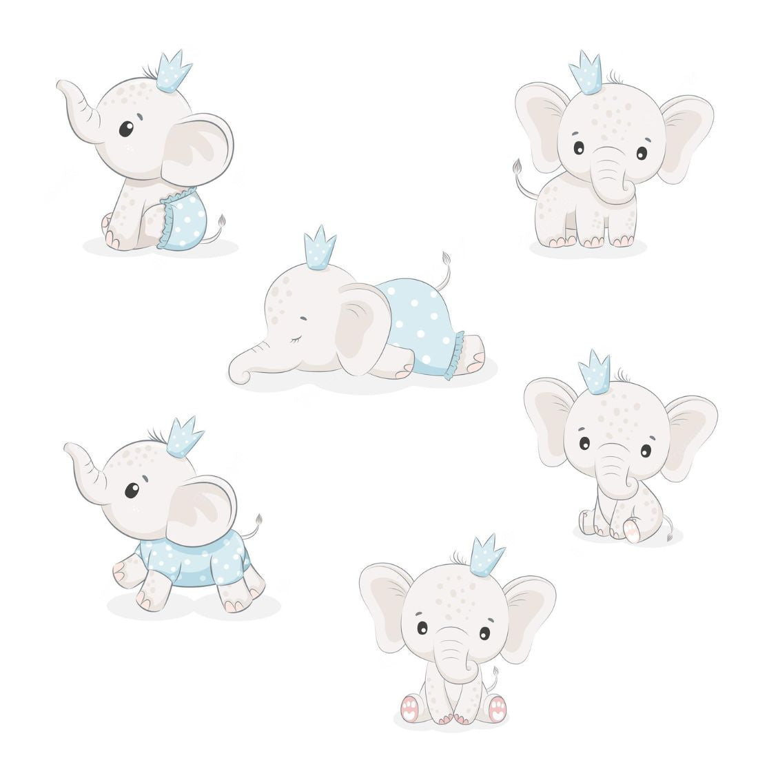 Baby Elephant Boy Cut Outs (12 Pcs) - Premium Paper Cutouts by Party Decor Mall