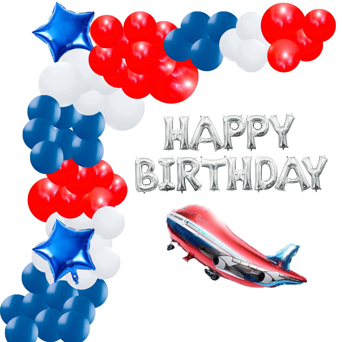 Aeroplane Theme Birthday Balloon Decoration DIY Kit (67 Pcs) - Premium Party Supply by Party Decor Mall