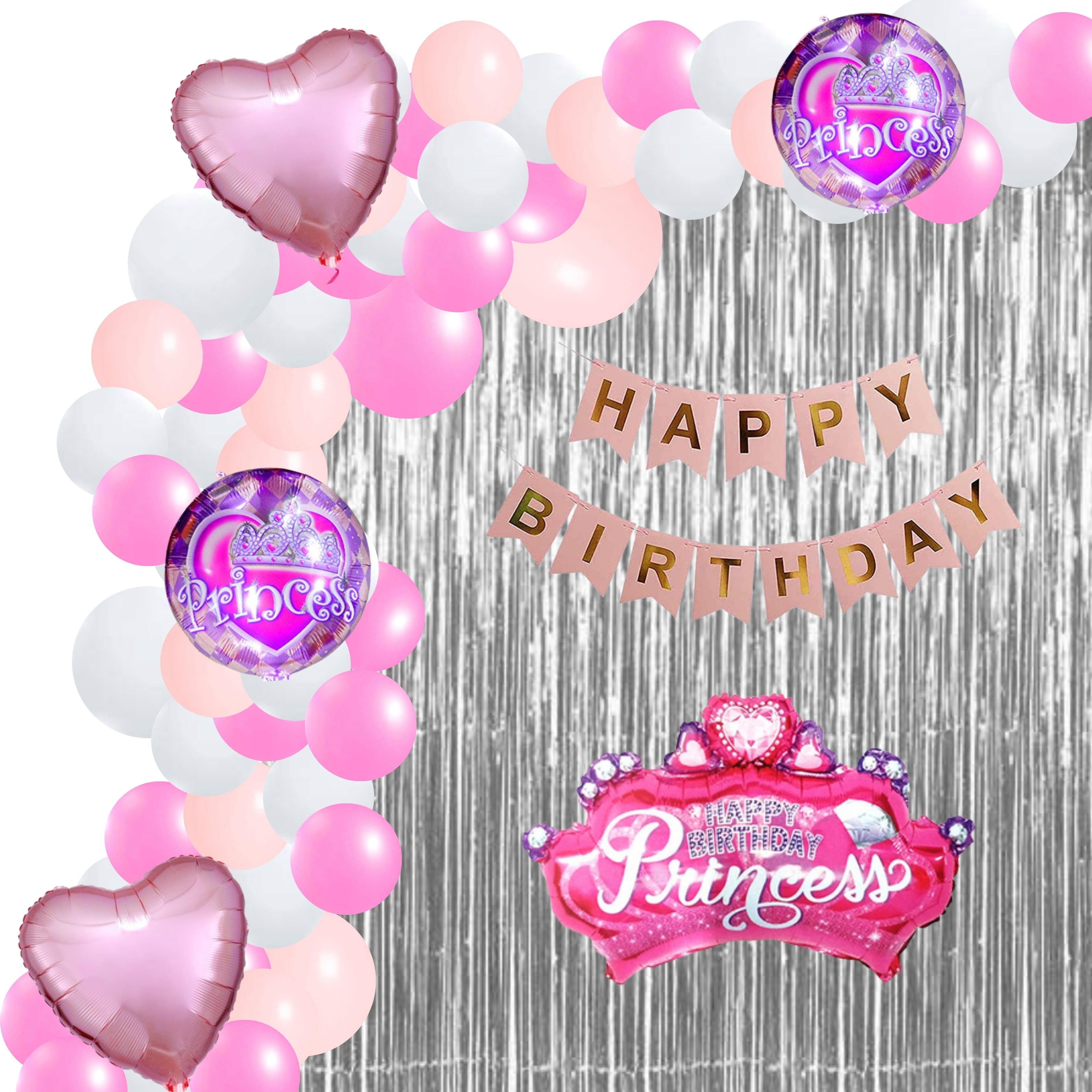 Princess Theme Birthday Balloon Decoration DIY Kit (71 Pcs) - Premium Party Supply by Party Decor Mall