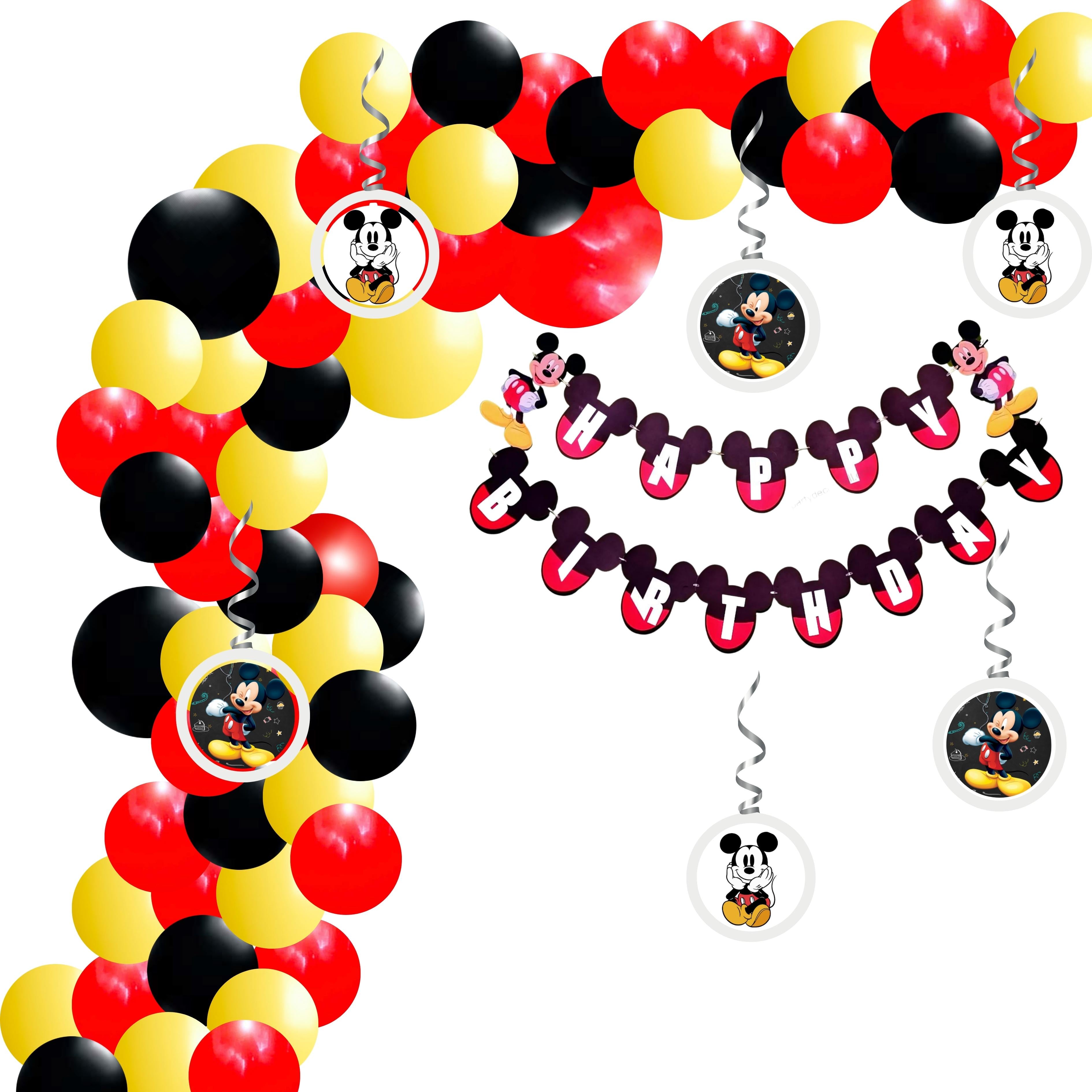 Mickey Mouse Theme Birthday Balloon Decoration DIY Kit (66 Pcs) - Premium Party Supply by Party Decor Mall