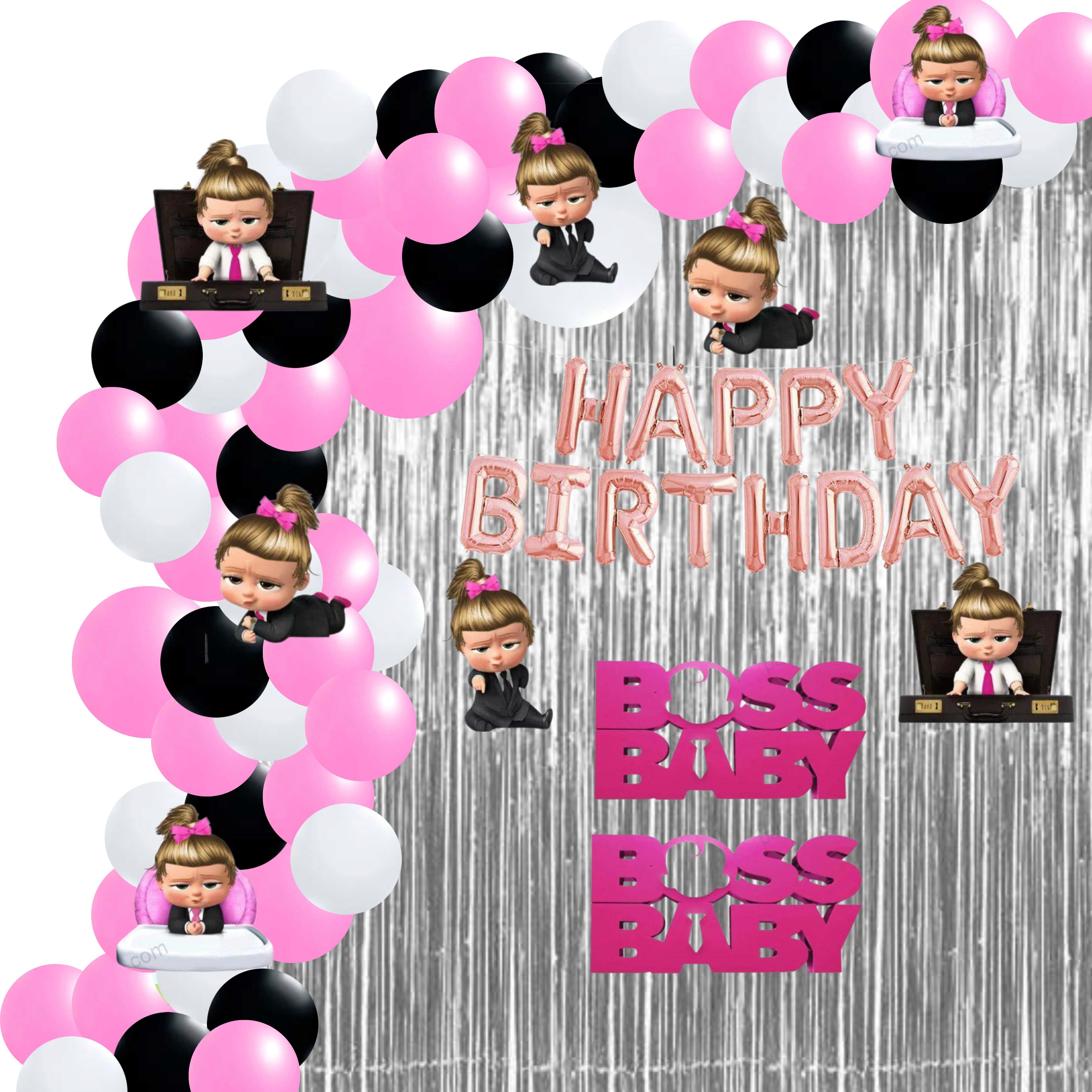 Boss Baby Girl Theme Birthday Decoration DIY Kit (75 Pcs) - Premium Birthday Decoration by Party Decor Mall