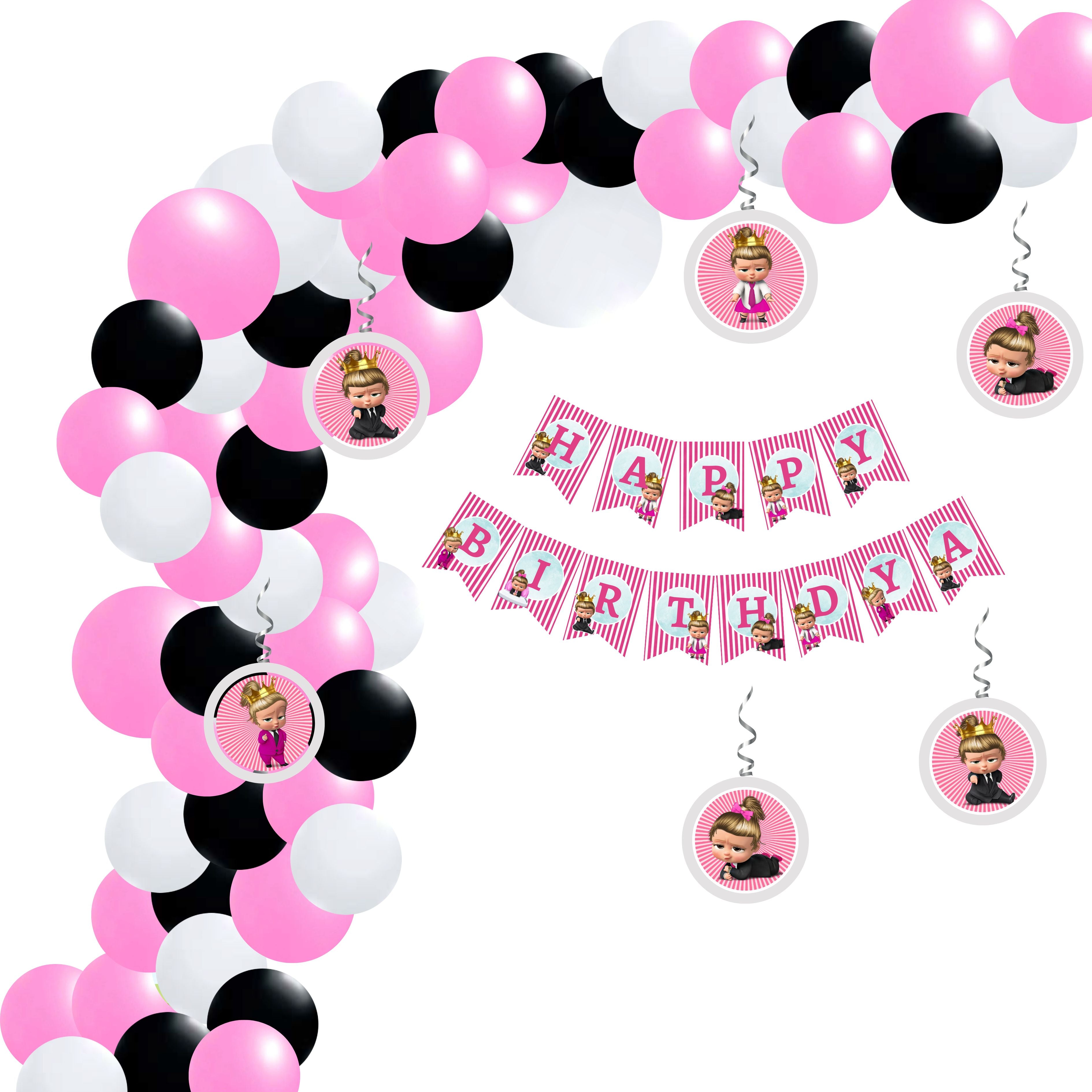 Boss Baby Girl Theme Birthday/Dangler Decoration DIY Kit (70 Pcs) - Premium Door Dangler by Party Decor Mall
