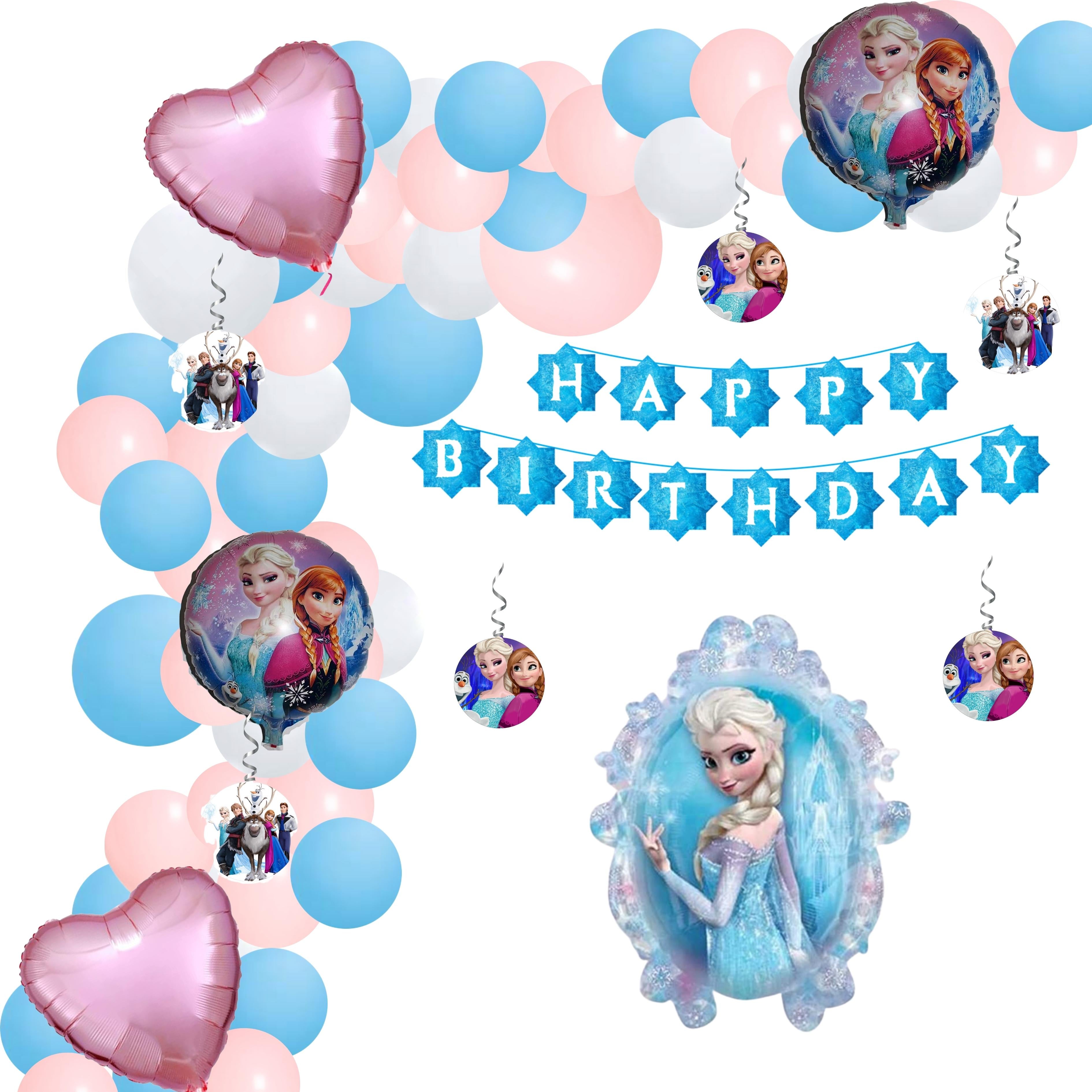 Frozen Theme Birthday/Dangler Decoration DIY Kit (55 Pcs) - Premium Door Dangler by Party Decor Mall