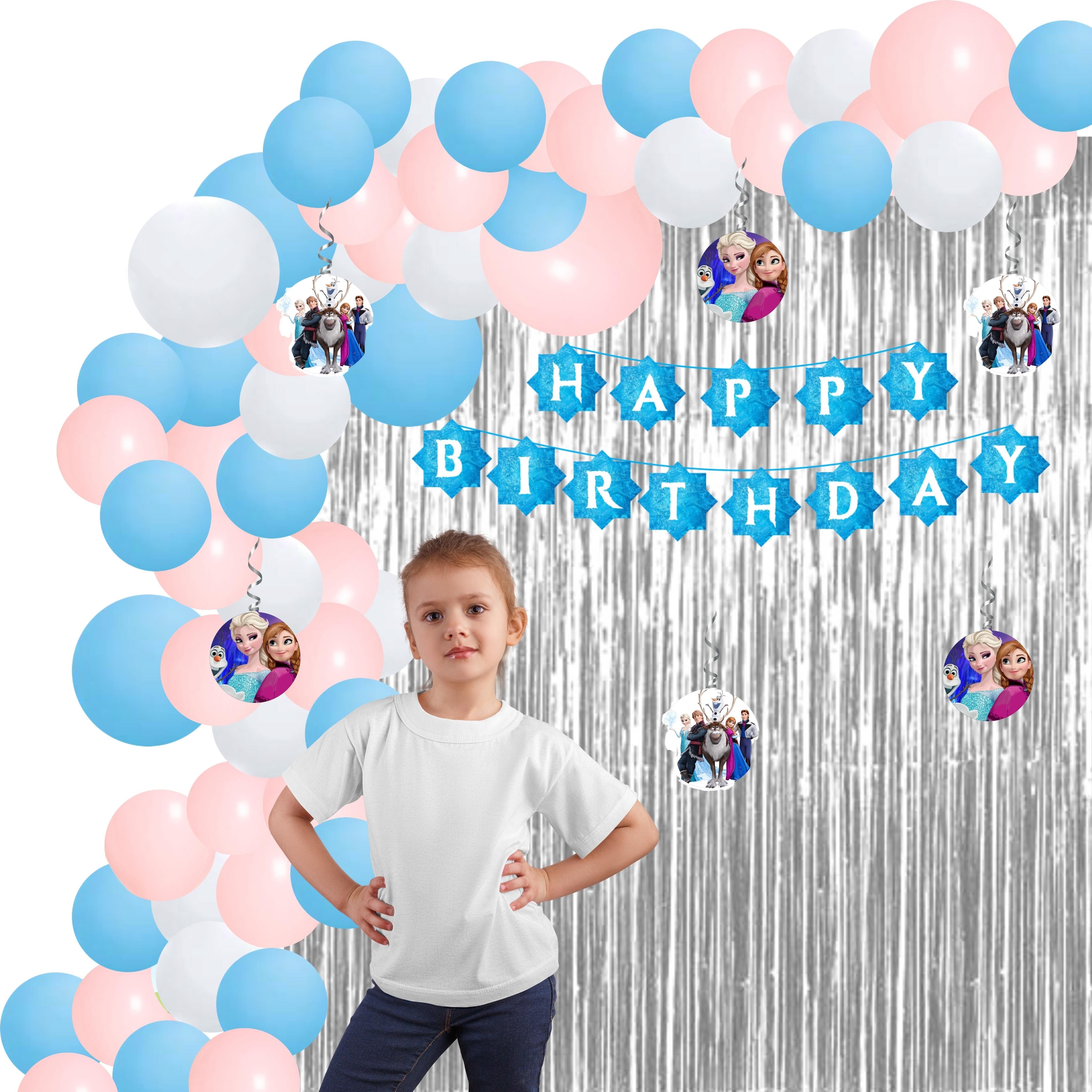 Frozen Theme Birthday/Dangler Decoration DIY Kit (56 Pcs) - Premium Door Dangler by Party Decor Mall