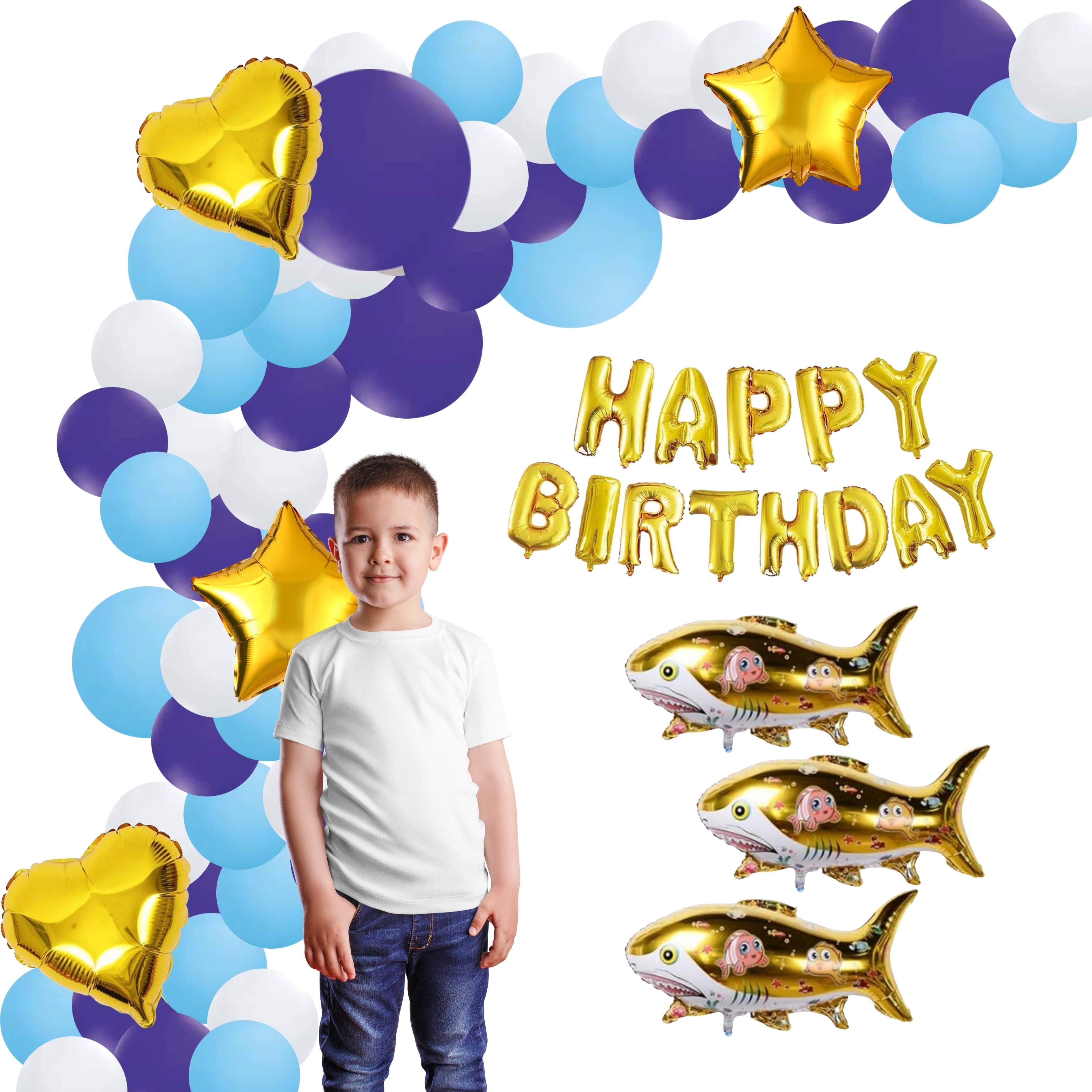 Giant Shark Theme Birthday/Dangler Decoration DIY Kit (70 Pcs) - Premium Door Dangler by Party Decor Mall
