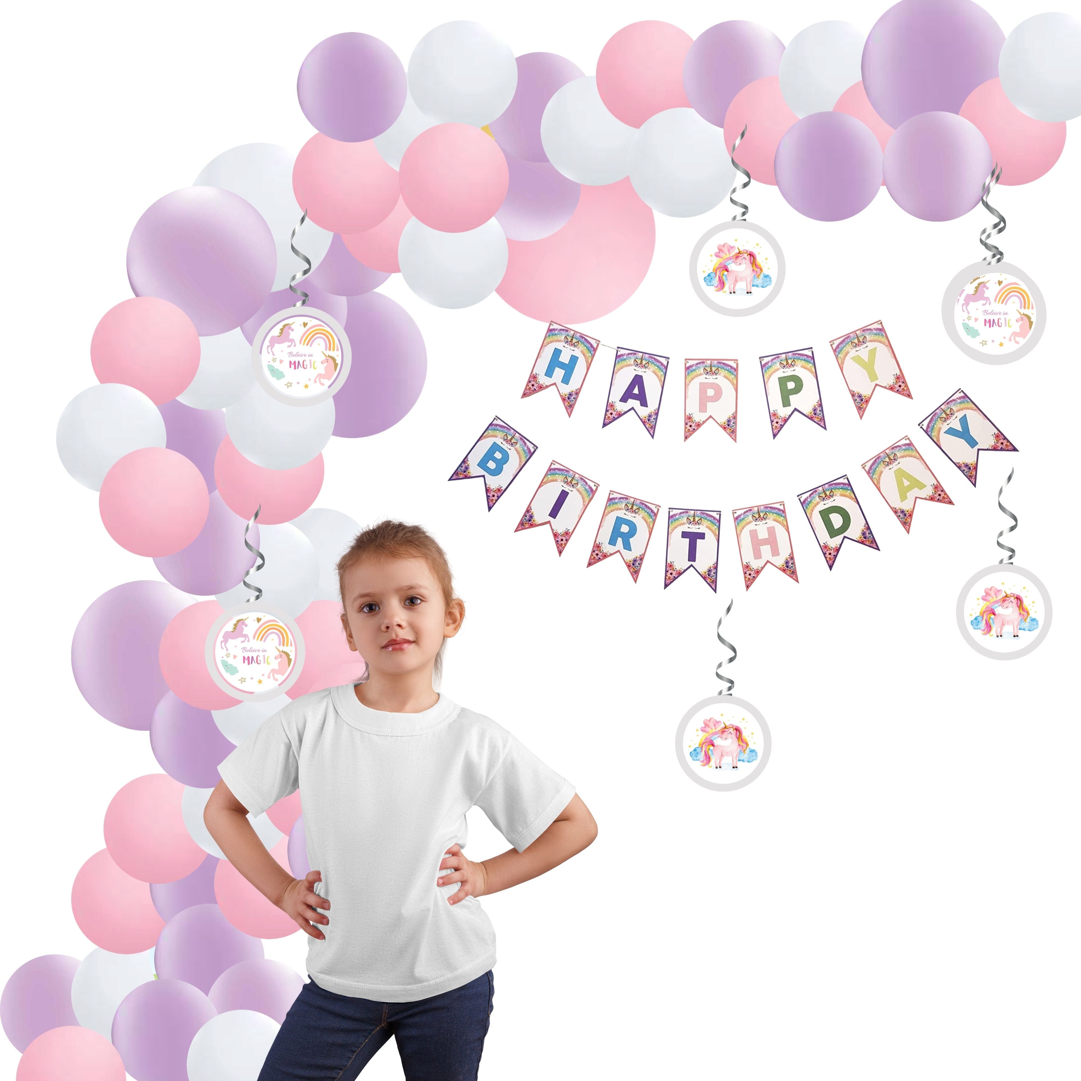 Unicorn Theme Decoration Birthday Kits- 54Pcs - Premium Party Supply by Party Decor Mall