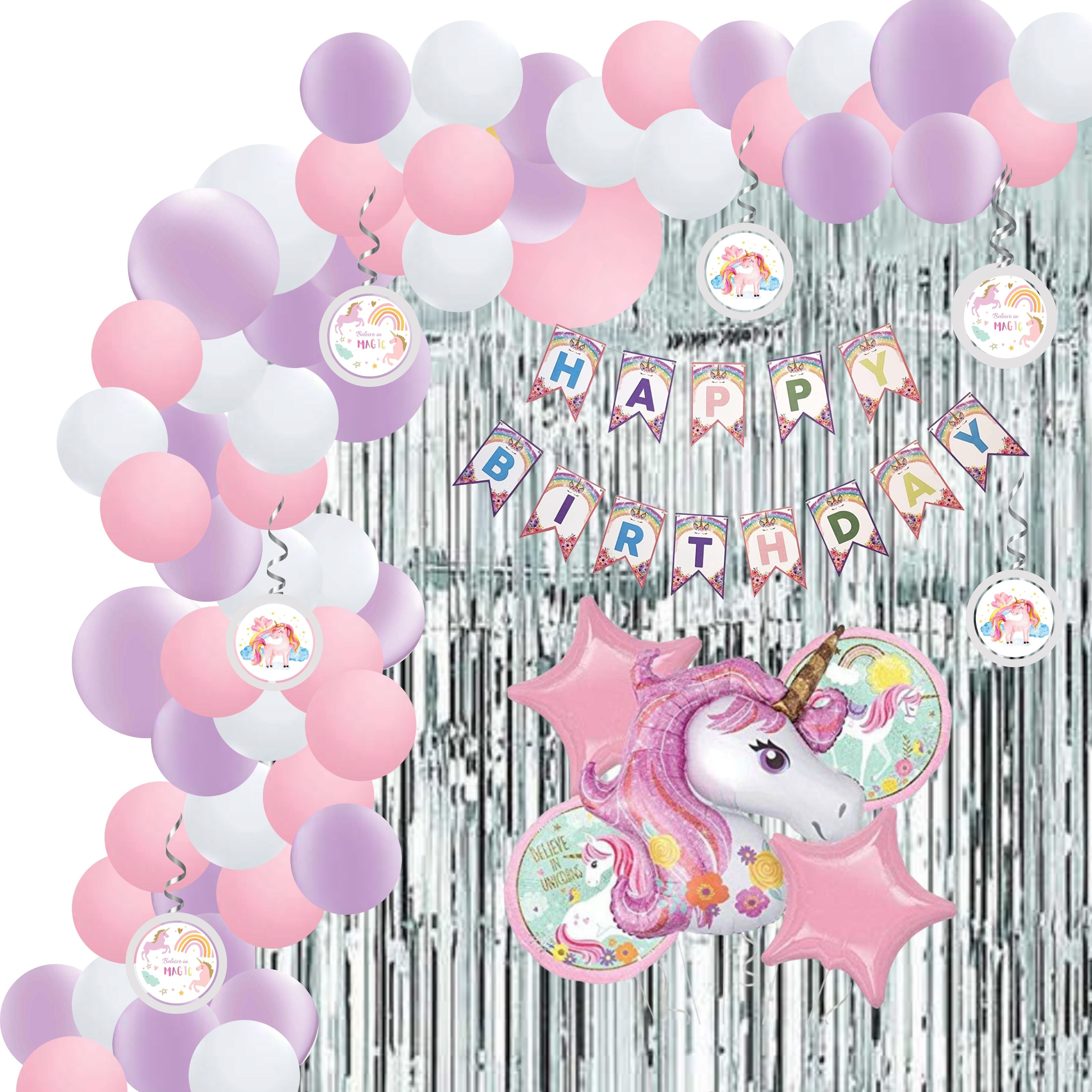 Unicorn Theme Decoration Birthday Kits- 61Pcs - Premium Party Supply by Party Decor Mall