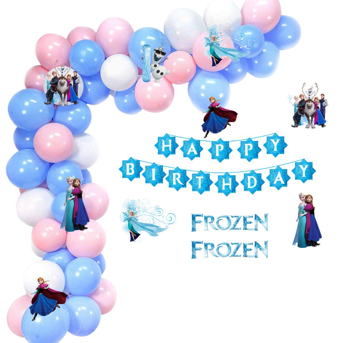 Frozen Theme Birthday/Dangler Decoration DIY Kit (60 Pcs) - Premium Door Dangler by Party Decor Mall