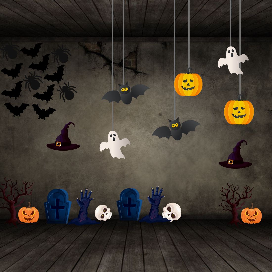 Halloween Theme Dangler and Cutout Decoration Kit (32Pcs) - Material-Cardstock