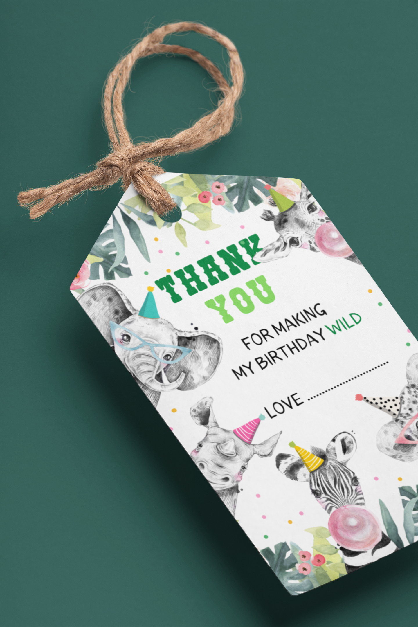 Jungle Theme Birthday Favour Tags (2 x 3.5 inches/250 GSM Cardstock/Multicolour/30Pcs)