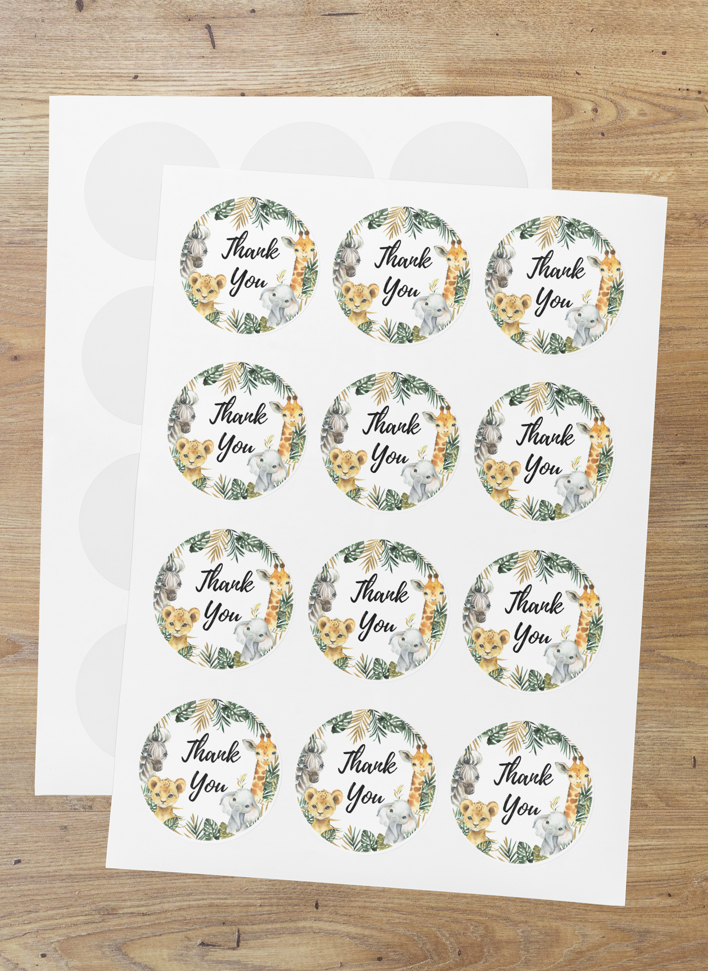 Jungle Theme- Return Gift/birthday decor Thankyou Sticker (6 CM/Sticker/Mixcolour/24Pcs)