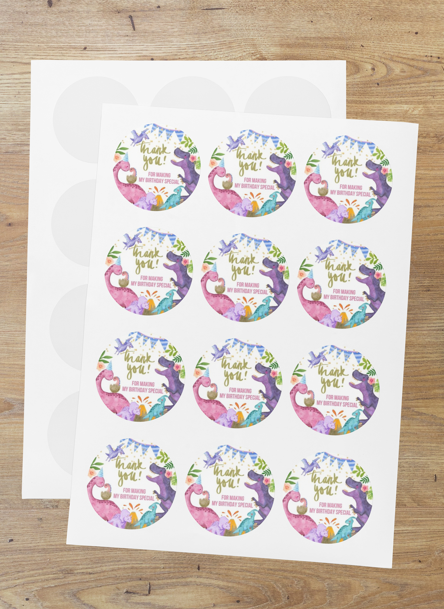 Dinosaur Theme Model 2- Return Gift/birthday decor Thankyou Sticker (6 CM/Sticker/Mixcolour/24Pcs)