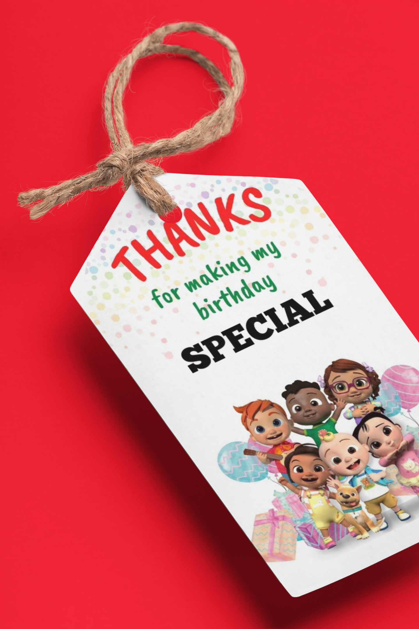 Cocomelon Theme Birthday Favour Tags (2 x 3.5 inches/250 GSM Cardstock/Mixcolour/30Pcs)