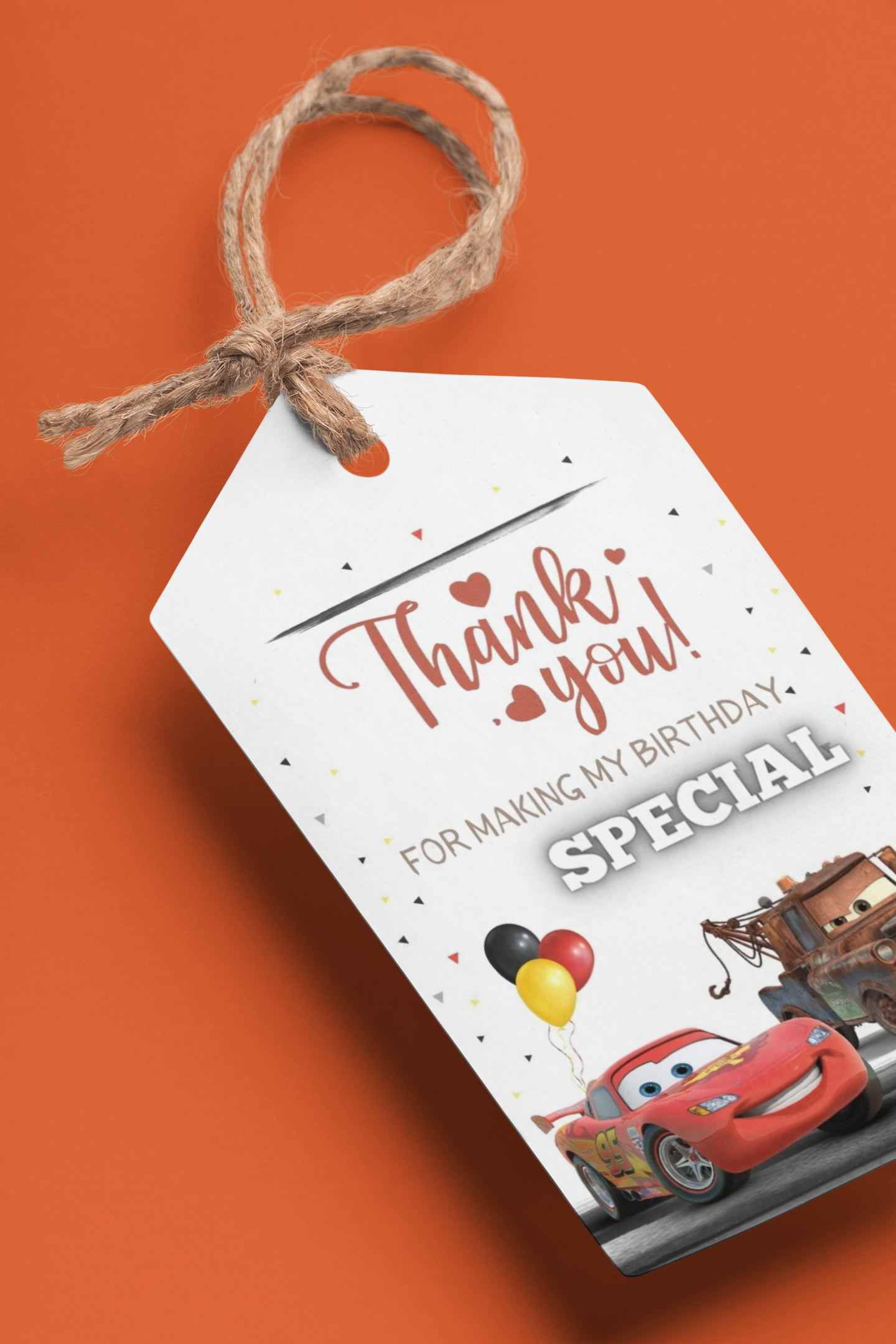 Disney Car Theme Birthday Favour Tags (2 x 3.5 inches/250 GSM Cardstock/Mixcolour/30Pcs) - Premium Party Supply by Party Decor Mall