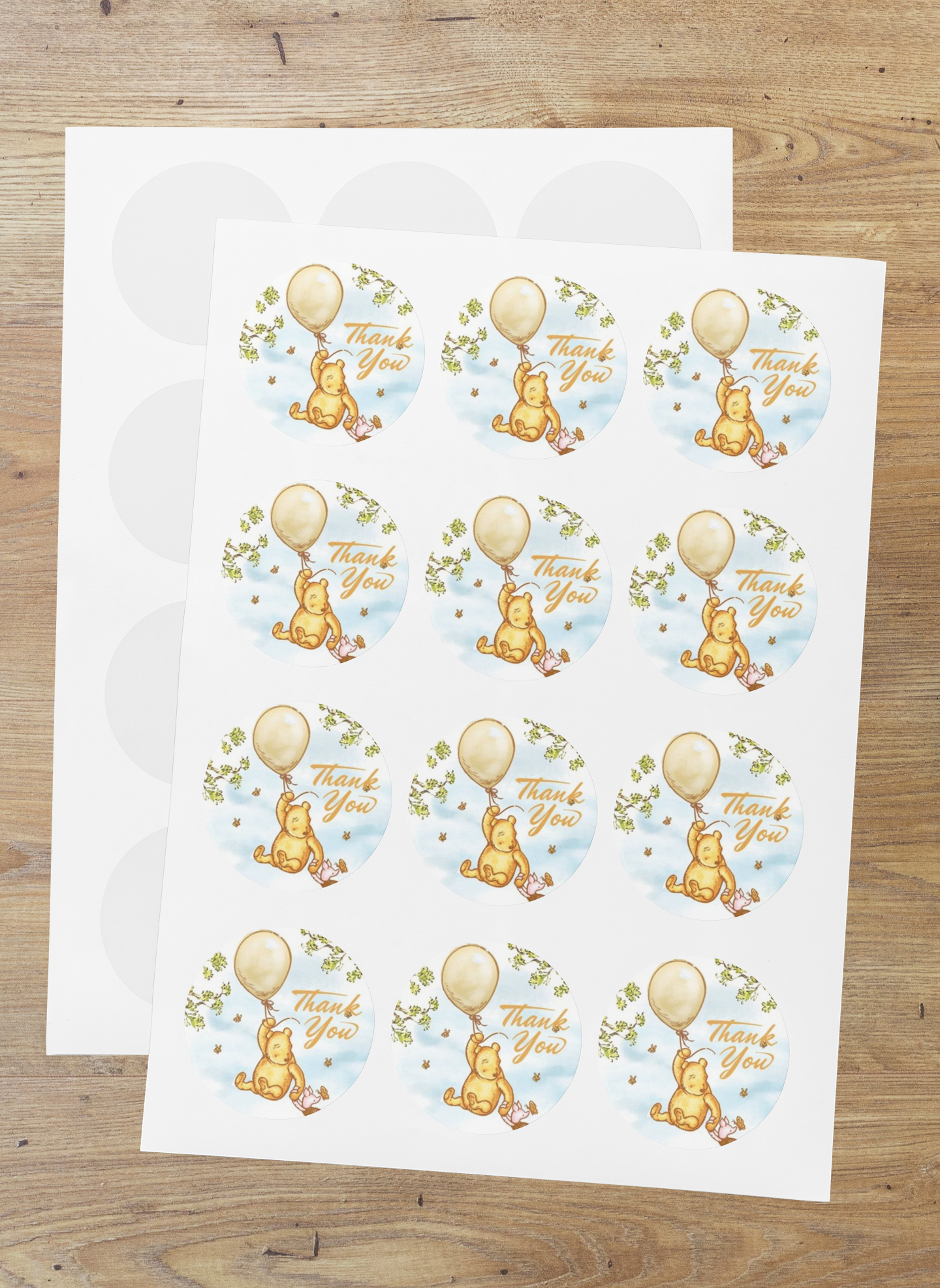 Winnie The Pooh Theme- Return Gift/birthday decor Thankyou Sticker (6 CM/Sticker/Multicolour/24Pcs)