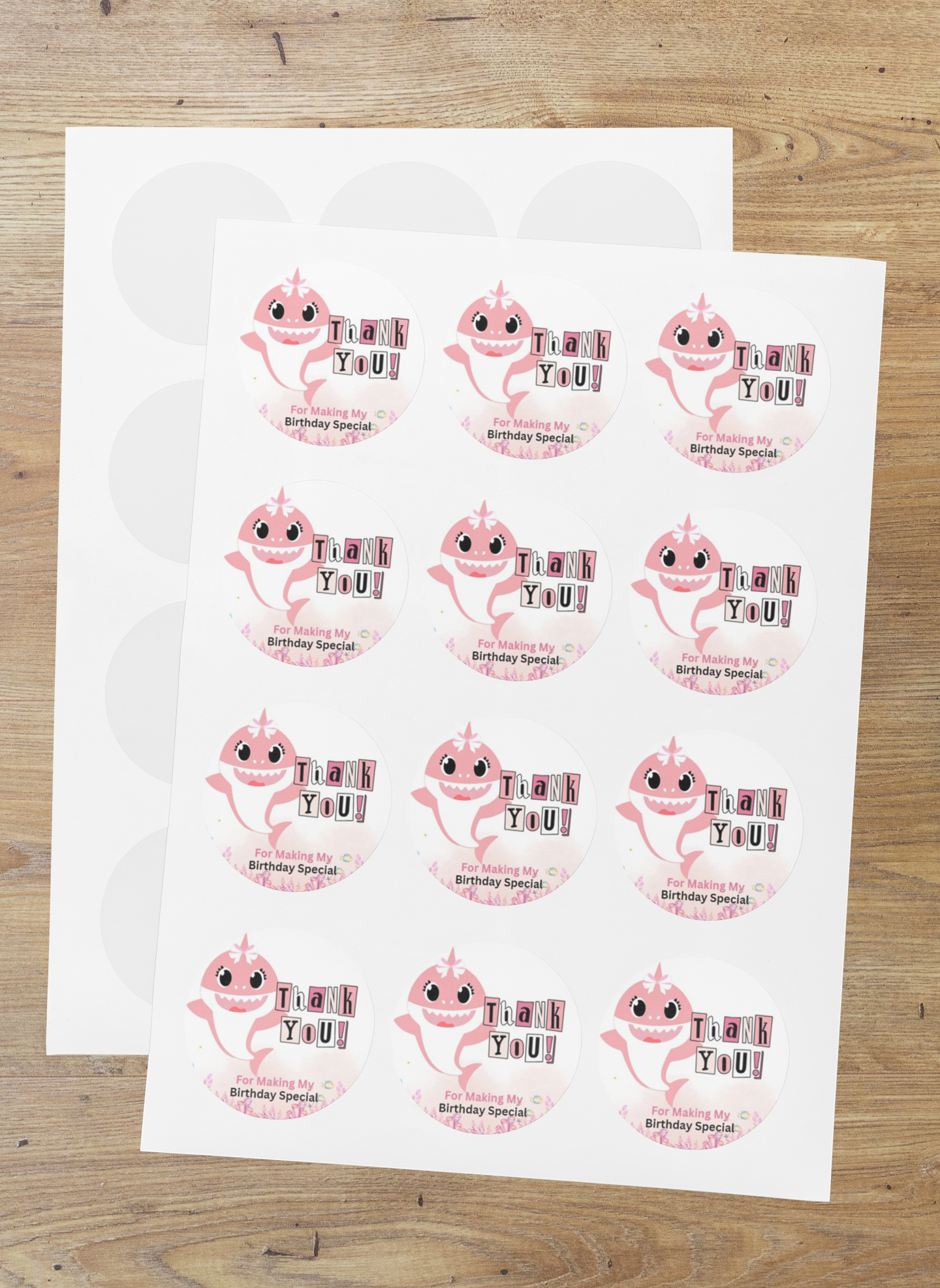 Baby Shark Theme- Return Gift/birthday decor Thankyou Sticker (6 CM/Sticker/Multicolour/24Pcs) - Premium Return Gift Label by Party Decor Mall