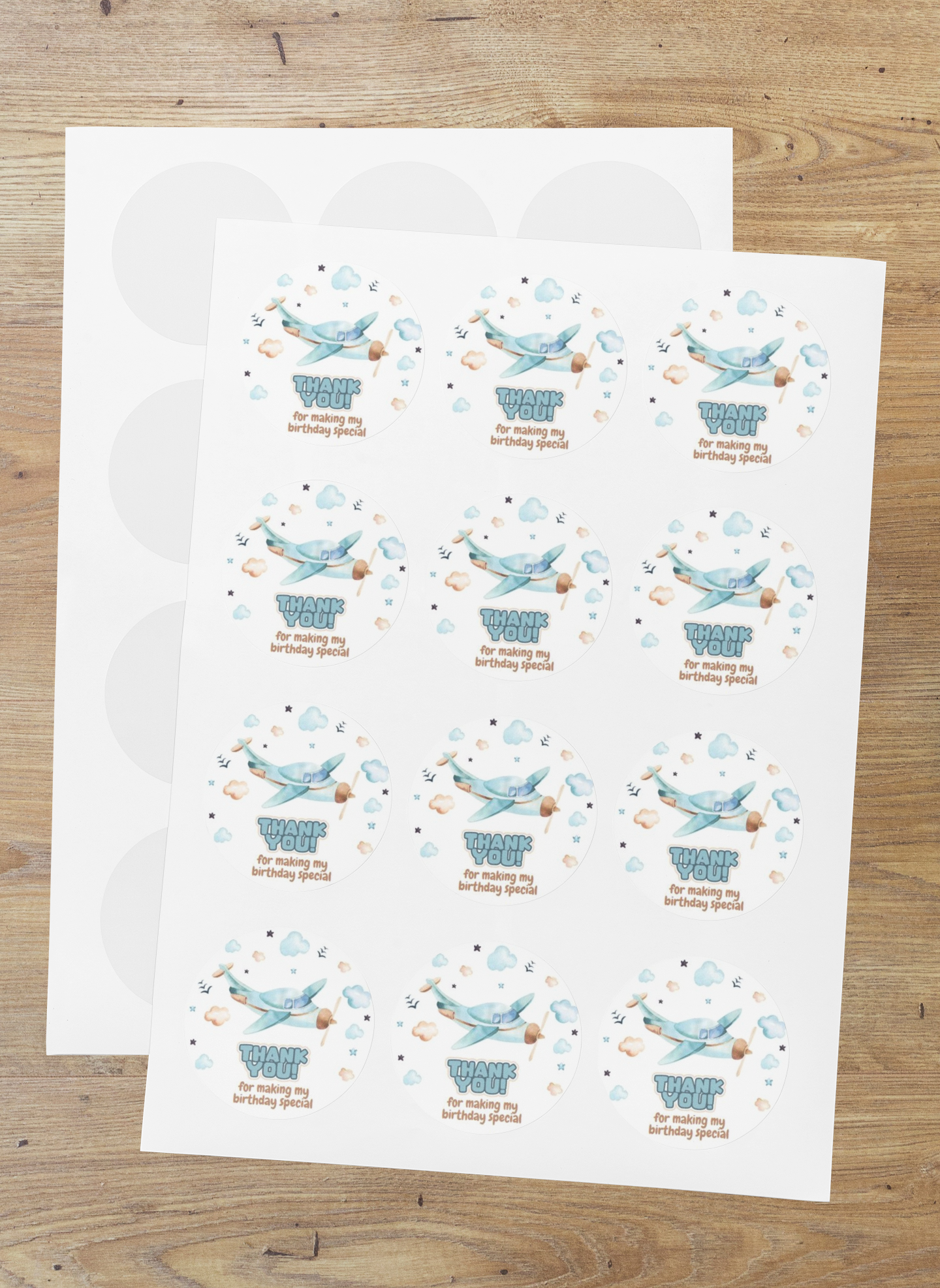 Aeroplane Theme- Return Gift/birthday decor Thankyou Sticker (6 CM/Sticker/Mixcolour/24Pcs)