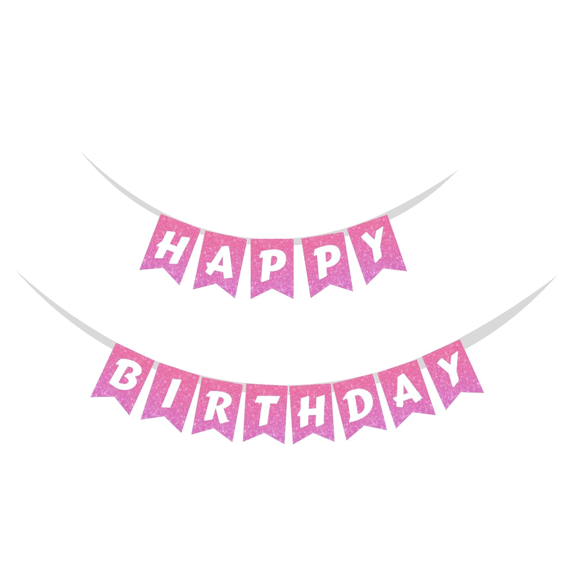 Barbie Doll Theme Birthday Banner - (6 inches/250 GSM Cardstock/Pink & White/13Pcs)