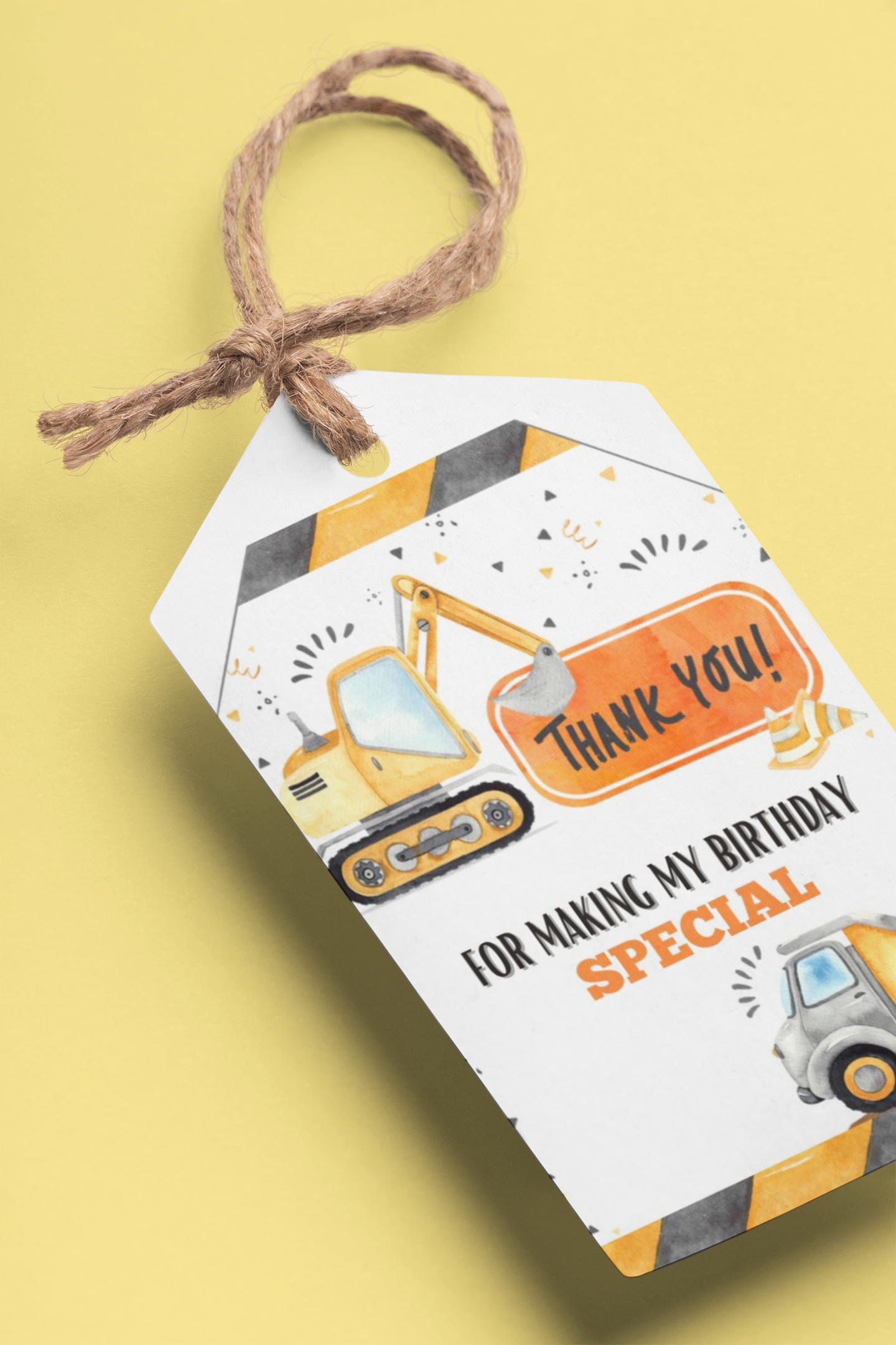 Construction Theme Birthday Favour Tags (2 x 3.5 inches/250 GSM Cardstock/Mixcolour/30Pcs) - Premium Balloons & Decor by Party Decor Mall