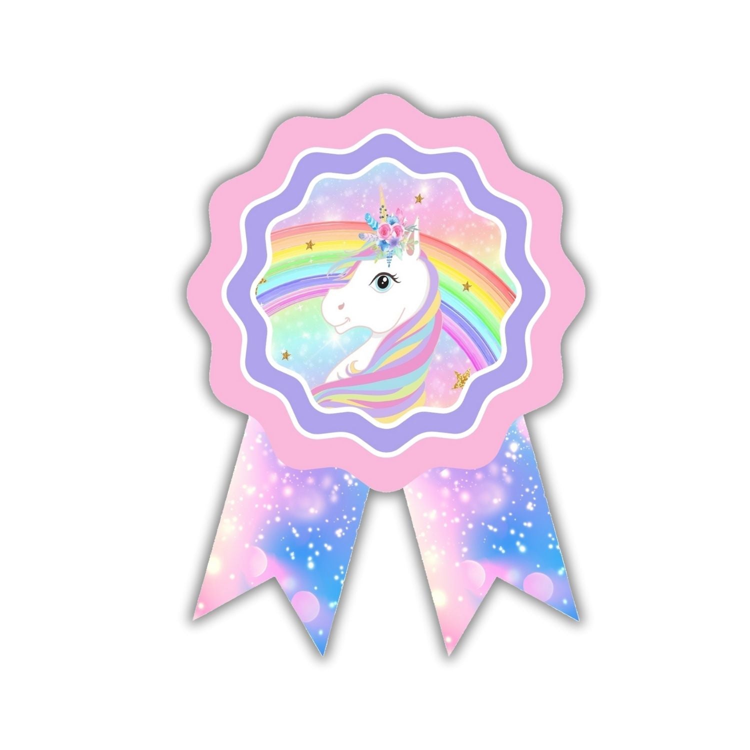 Unicorn Theme Birthday Badges for Kids – 4x3 Inch 250gsm Cardstock with Pin | PartyDecor Mall (Unicorn) - Premium Balloons & Decor by Party Decor Mall