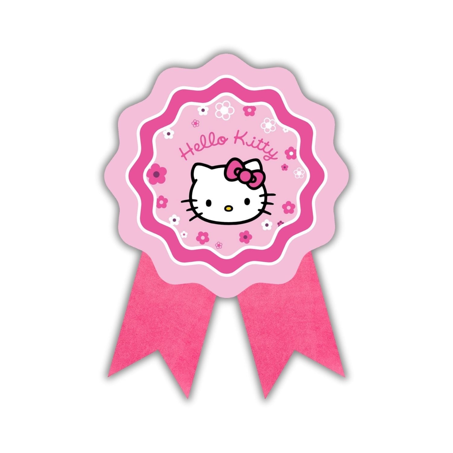 Hello Kitty Theme Birthday Badges for Kids – 4x3 Inch 250gsm Cardstock with Pin | PartyDecor Mall (Hello Kitty) - Premium Balloons & Decor by Party Decor Mall