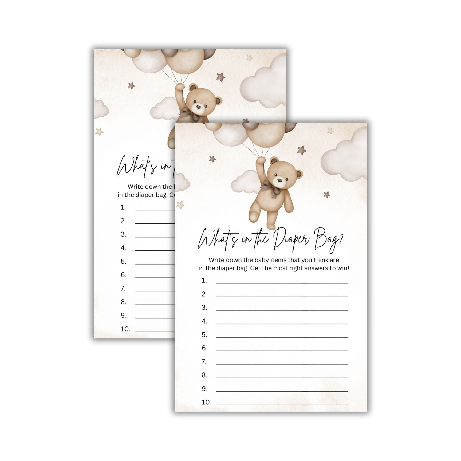 What's In The Diaper Bag? Baby Shower Games Card Pack - 18 High-Quality 300 gsm Cards for Fun & Exciting Celebration