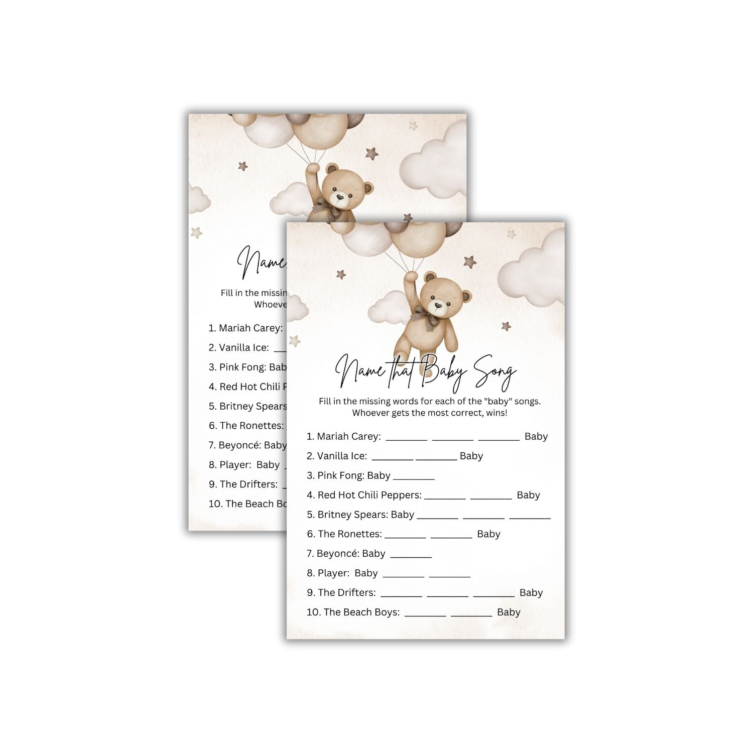 Name That Baby Song Baby Shower Games Card Pack - 18 High-Quality 300gsm Cards for Fun & Exciting Celebration
