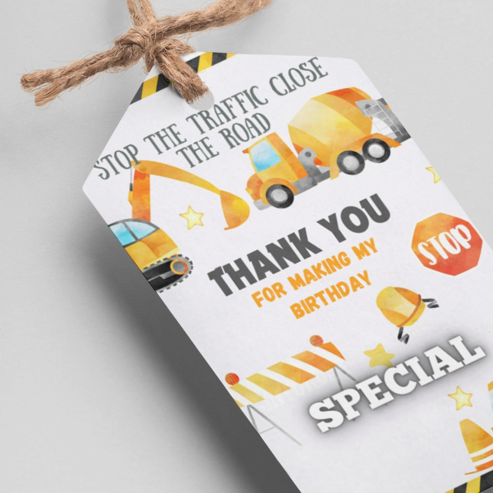 Construction Theme Thank You Cards & Return Gift Tags - 30Pcs, 2x3.5, 250 GSM Cardstock, Green & Black (Construction)