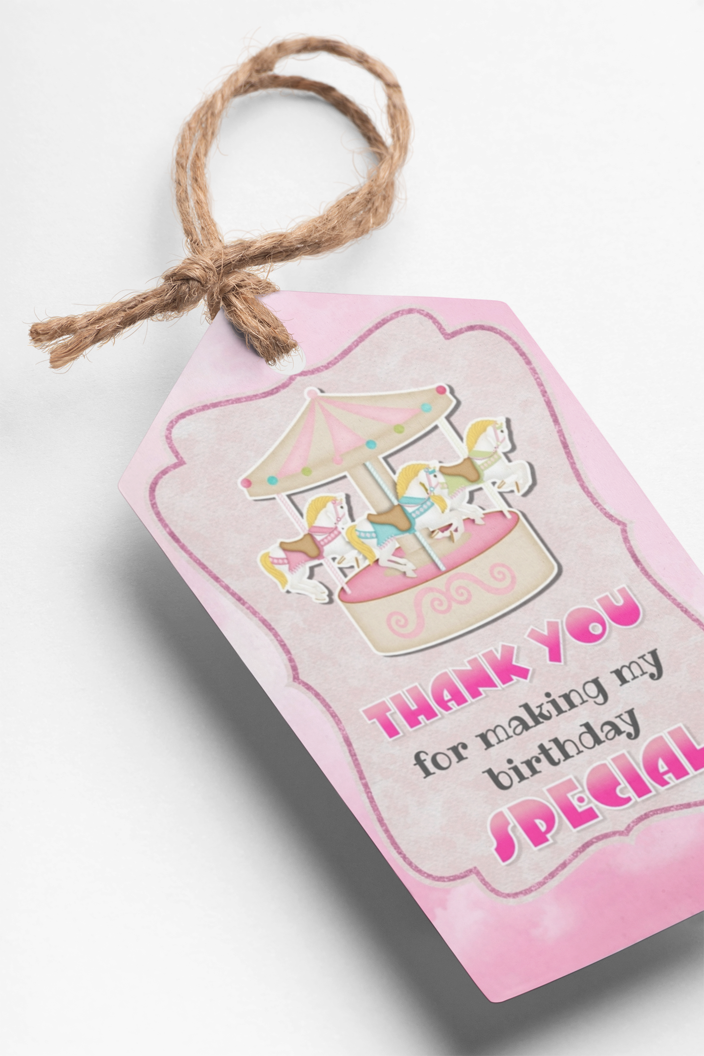 Carousel Theme Thank You Cards & Return Gift Tags - 30Pcs, 2x3.5, 250 GSM Cardstock, Green & Black (Carousel)
