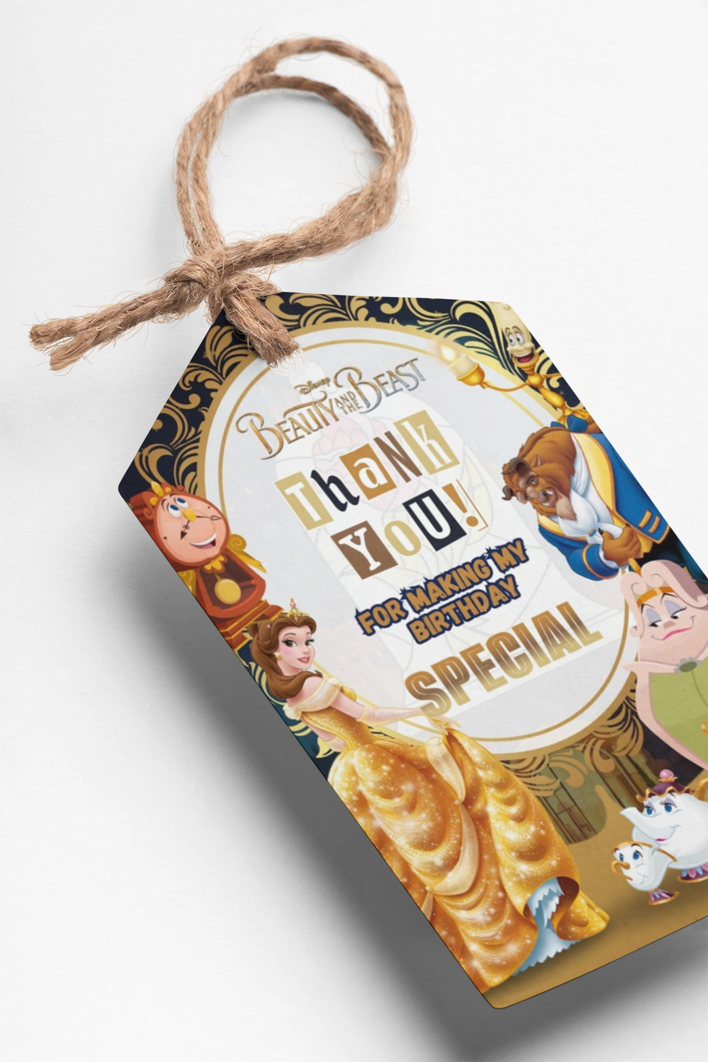 Beauty & The Beast Theme Thank You Cards & Return Gift Tags - 30Pcs, 2x3.5, 250 GSM Cardstock, Green & Black (Beauty & The Beast)